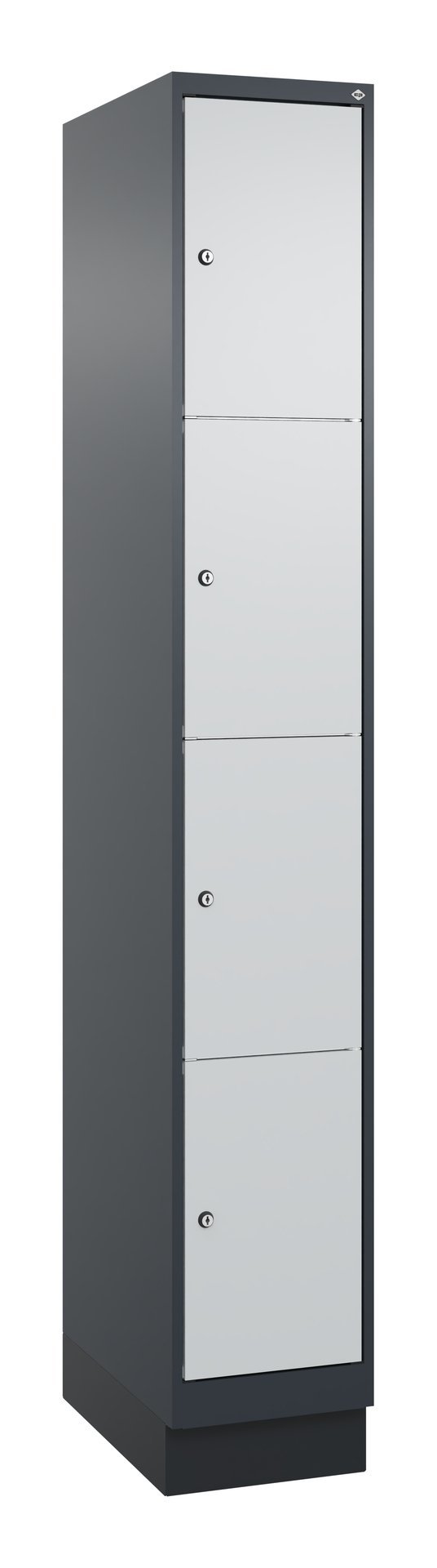 C+P Schließfachschrank Classic PLUS, Sockel, 4 Fächer, 1950x300x500mm, 7016/7035 Produktbild img2 L
