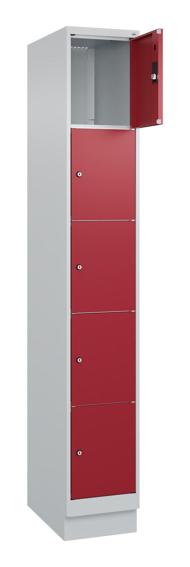 C+P Schließfachschrank Classic PLUS, Sockel, 5 Fächer, 1950x300x500mm, 7035/3003 Produktbild img1 L