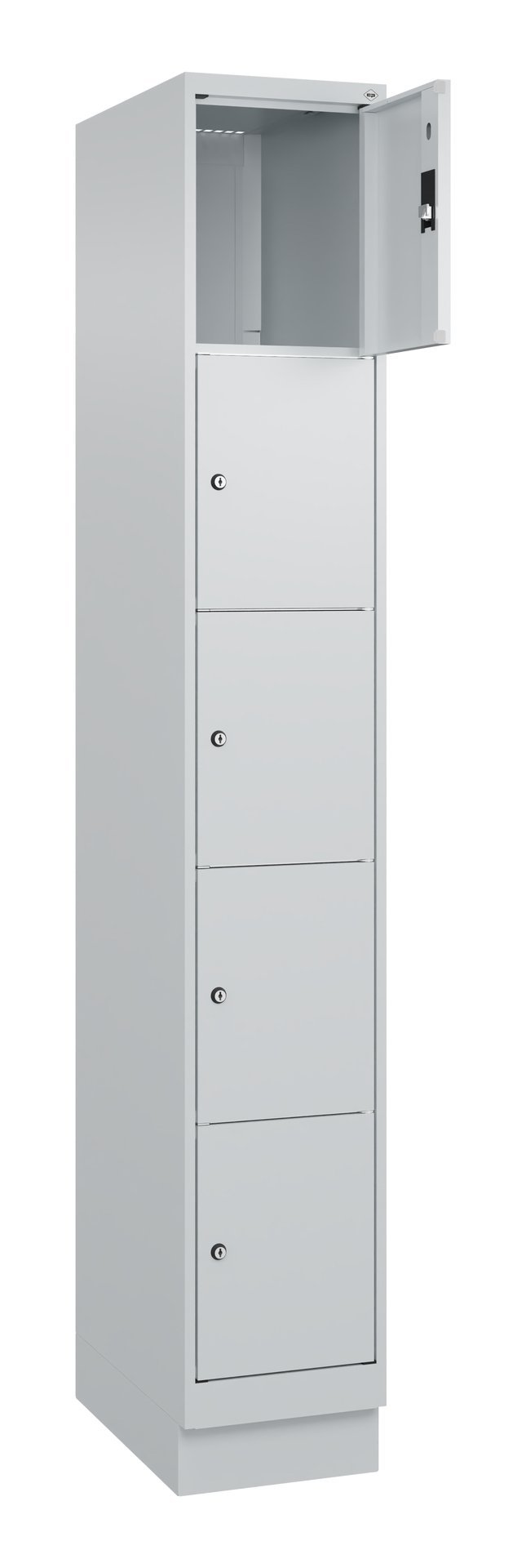 C+P Schließfachschrank Classic PLUS, Sockel, 5 Fächer, 1950x300x500mm, 7035/7035 Produktbild img1 L