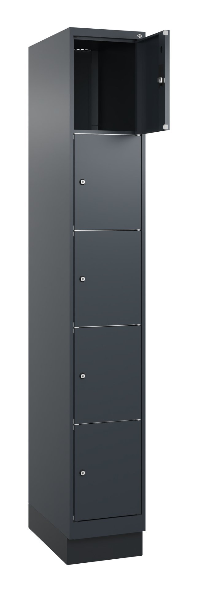 C+P Schließfachschrank Classic PLUS, Sockel, 5 Fächer, 1950x300x500mm, 7016/7016 Produktbild img1 L