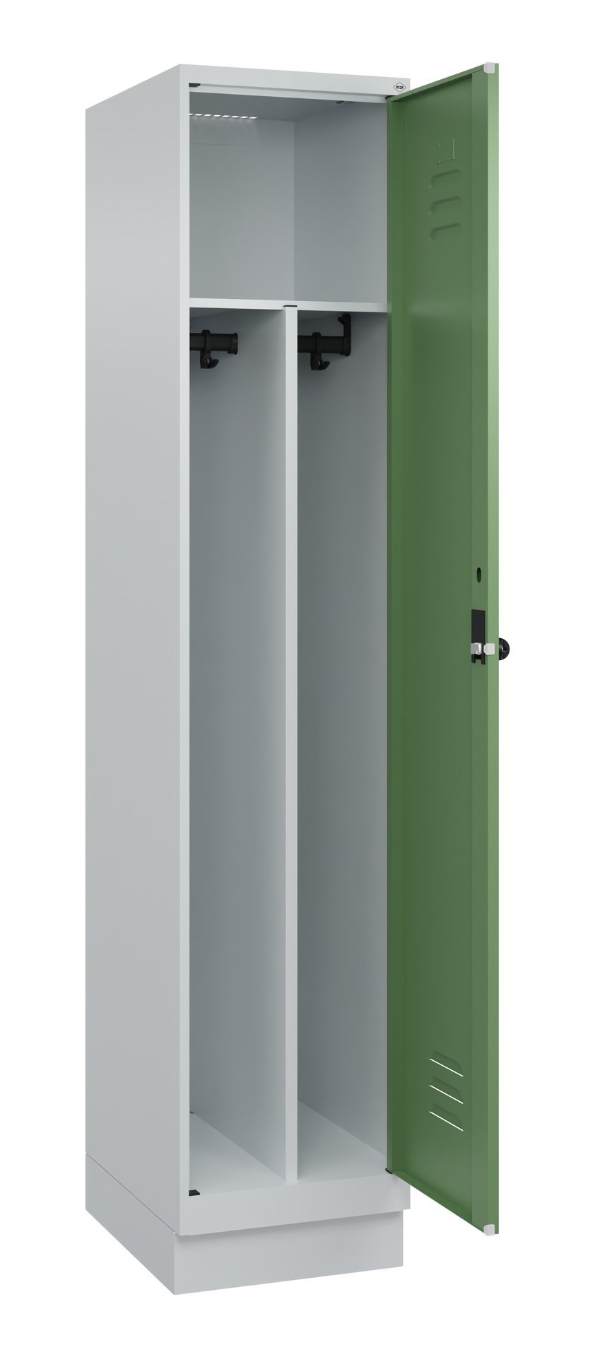 C+P Spind Classic PLUS, Sockel, 1 Abteil, 1950x400x500mm, 7035/6011 Produktbild img1 L