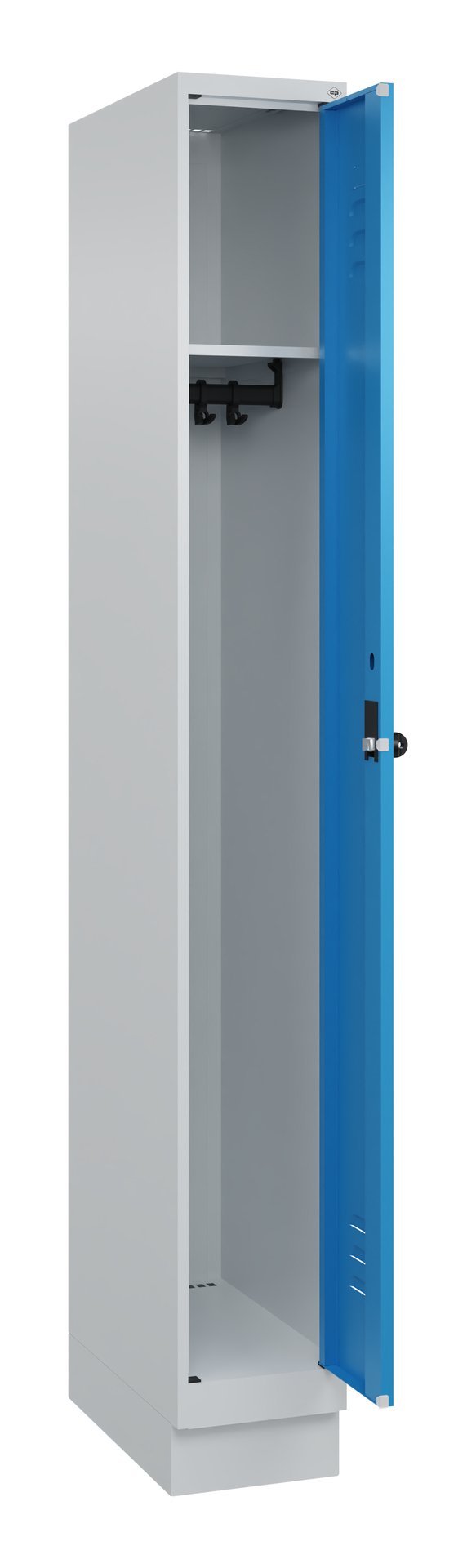 C+P Spind Classic PLUS, Sockel, 1 Abteil, 1950x250x500mm, 7035/5012 Produktbild img1 L