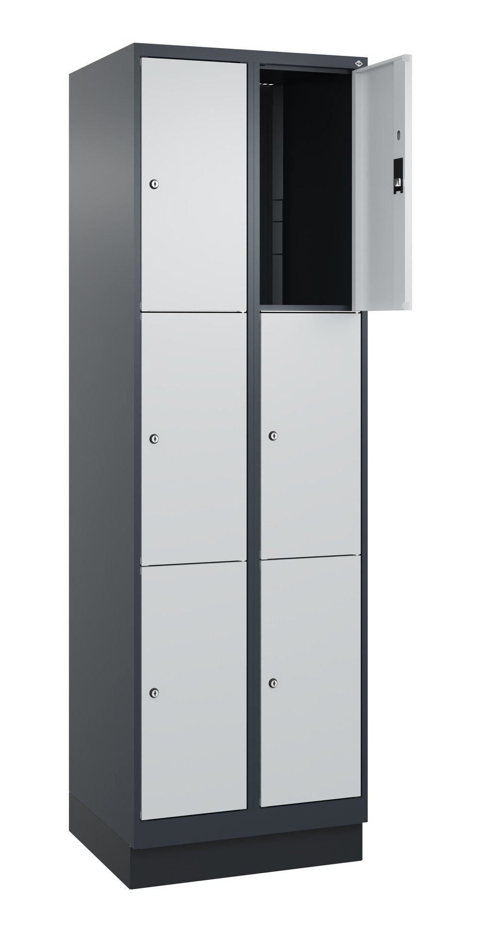 C+P Schließfachschrank Classic PLUS, Sockel, 6 Fächer, 1950x600x500mm, 7016/703 Produktbild img1 L