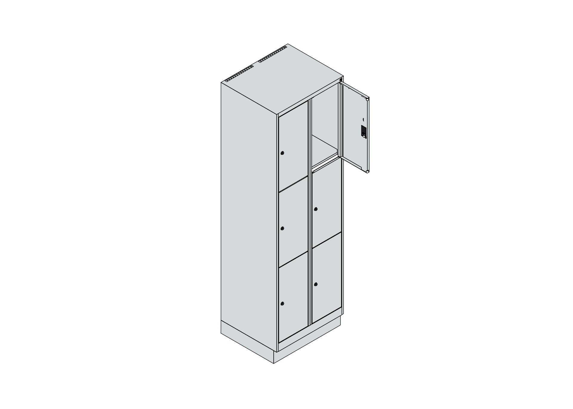 C+P Schließfachschrank Classic PLUS, Sockel, 6 Fächer, 1950x600x500mm, 7035/501 Produktbild img5 L