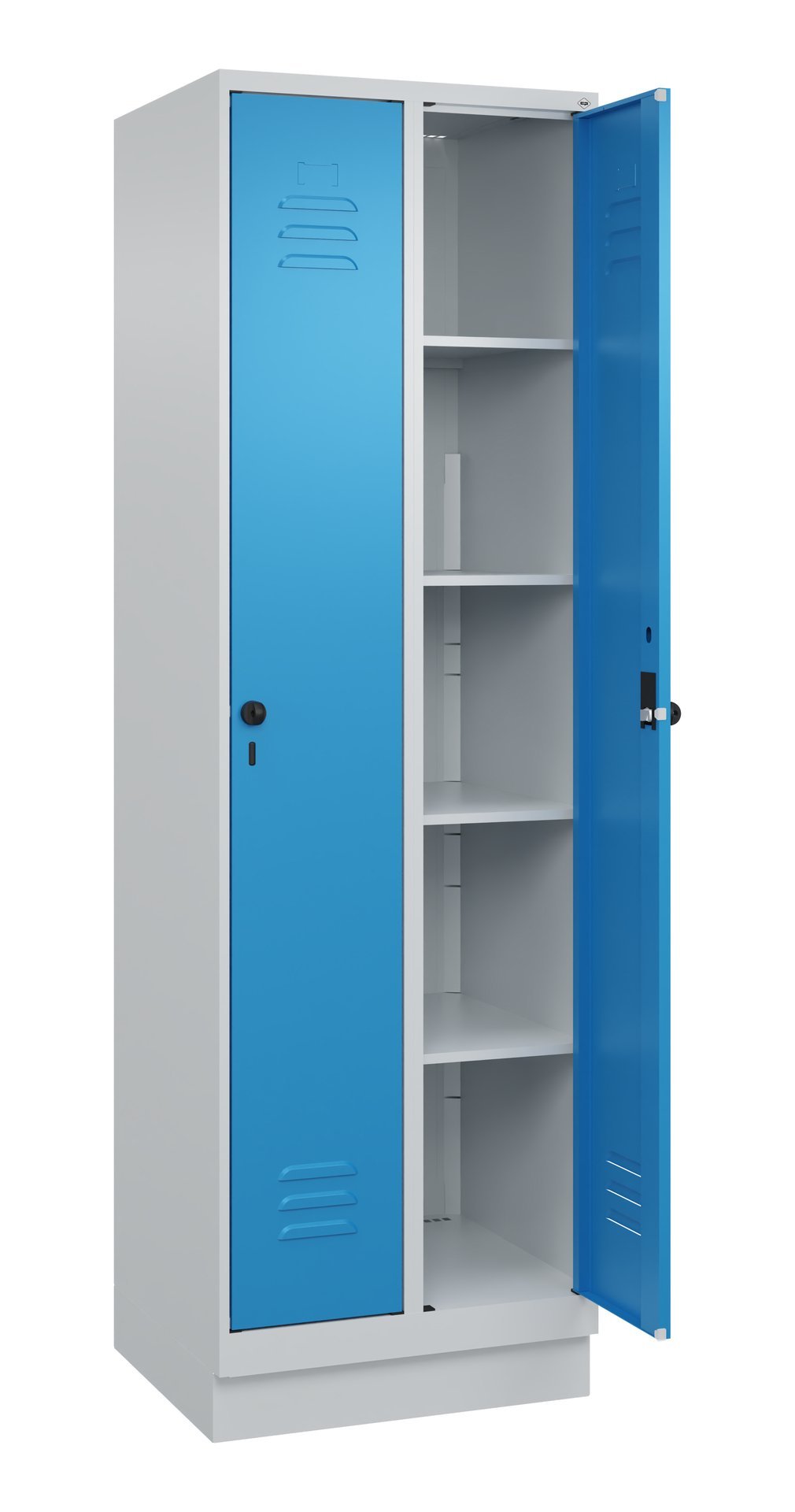 C+P Wäsche-Spind Classic PLUS, Sockel, 2 Abteile, 1950x600x500mm, 7035/5012 Produktbild img1 L