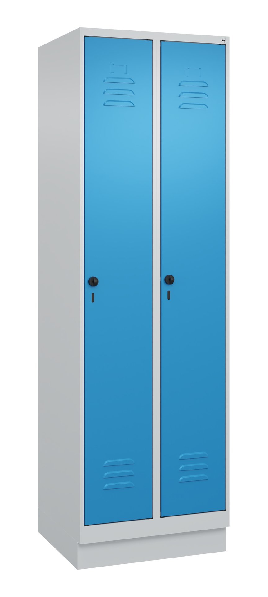 C+P Wäsche-Spind Classic PLUS, Sockel, 2 Abteile, 1950x600x500mm, 7035/5012 Produktbild img2 L