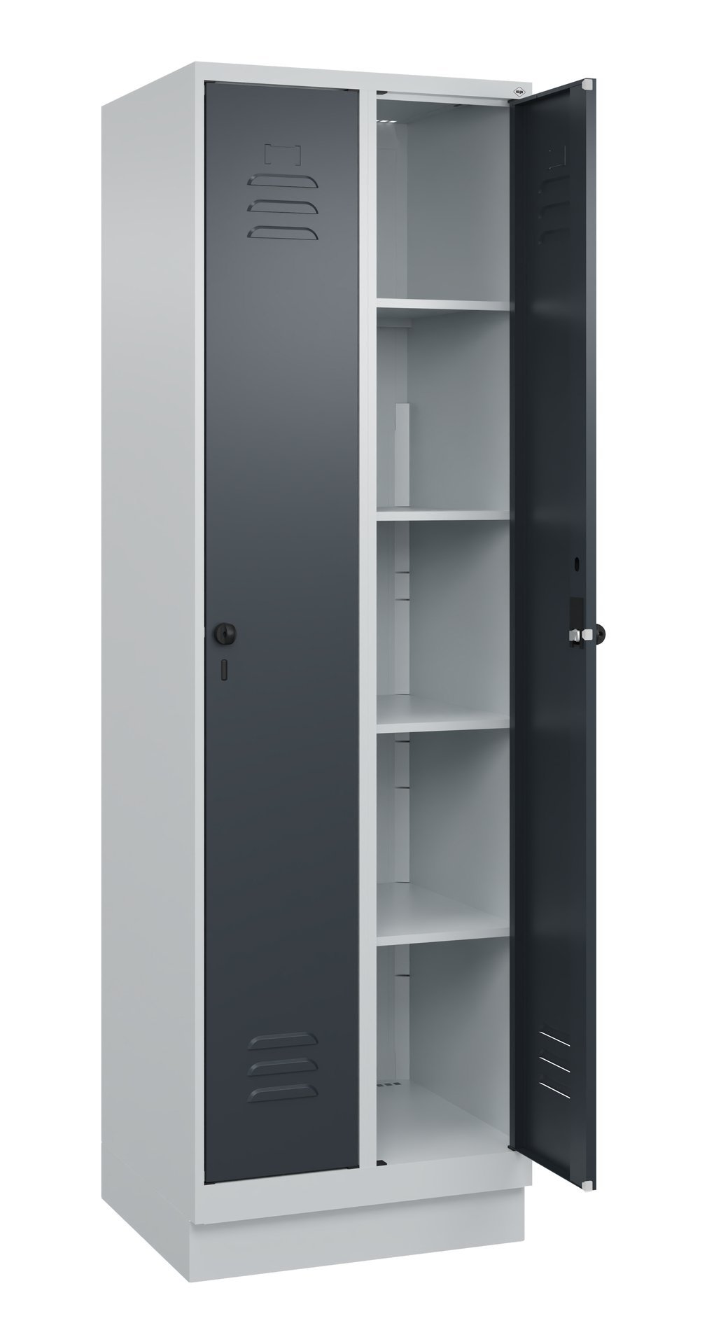 C+P Wäsche-Spind Classic PLUS, Sockel, 2 Abteile, 1950x600x500mm, 7035/7016 Produktbild img2 L