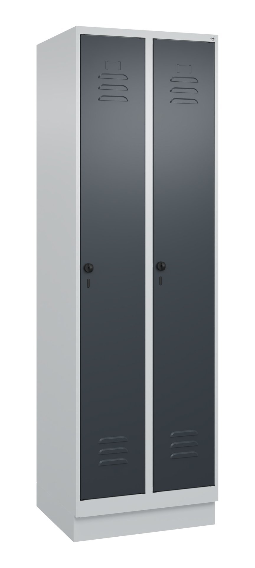C+P Wäsche-Spind Classic PLUS, Sockel, 2 Abteile, 1950x600x500mm, 7035/7016 Produktbild img3 L