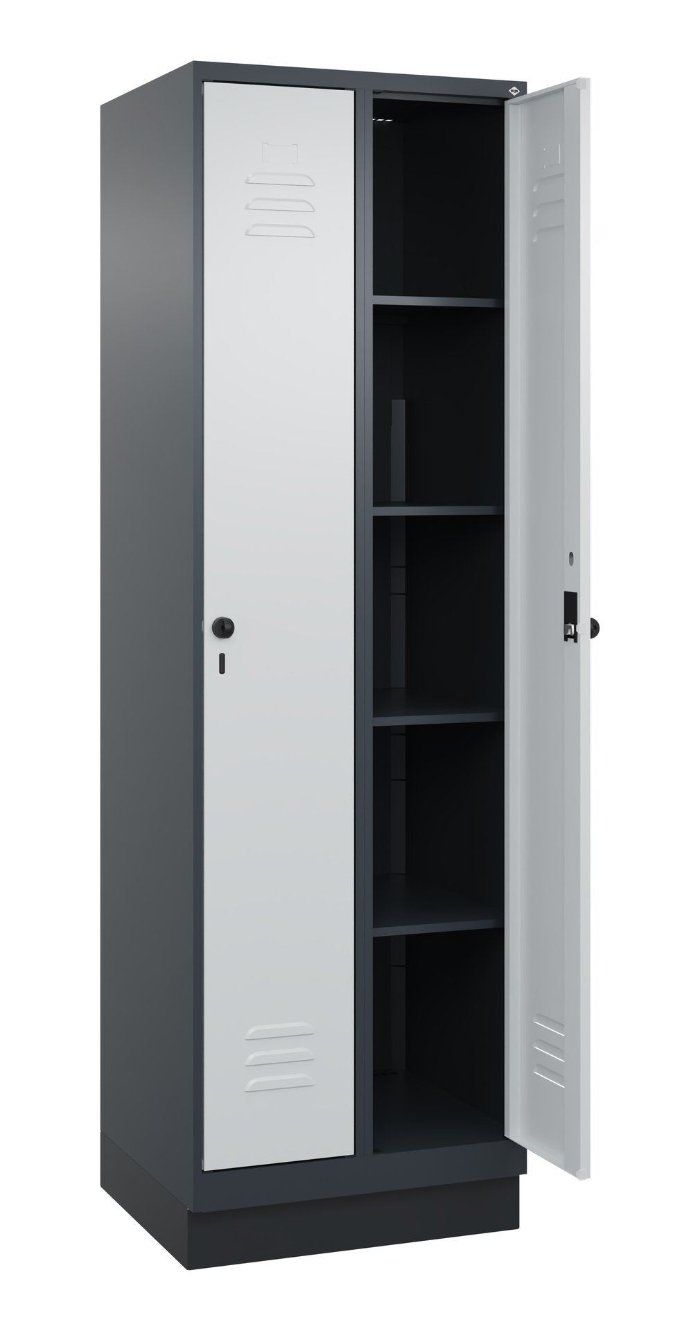 C+P Wäsche-Spind Classic PLUS, Sockel, 2 Abteile, 1950x600x500mm, 7016/7035 Produktbild img1 L