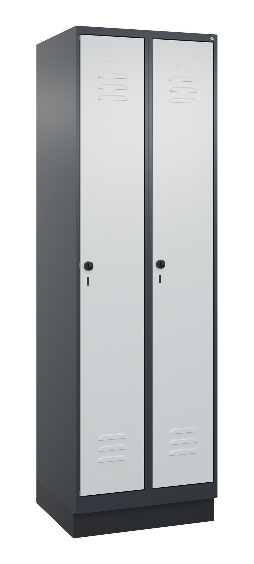 C+P Wäsche-Spind Classic PLUS, Sockel, 2 Abteile, 1950x600x500mm, 7016/7035 Produktbild img2 L