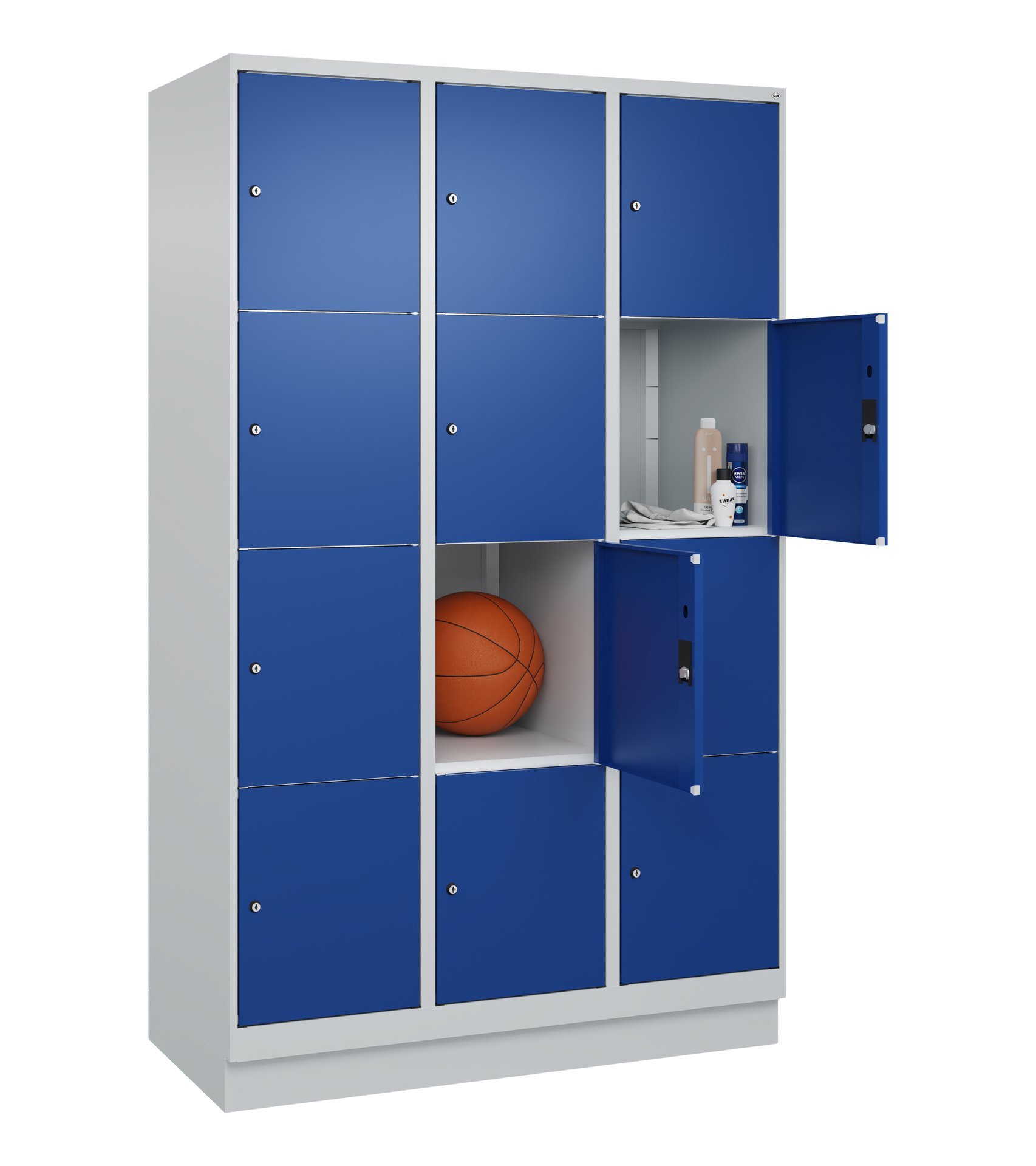 C+P Schließfachschrank Classic PLUS, Sockel, 12 Fächer, 1950x1200x500mm, 7035/50 Produktbild img1 L