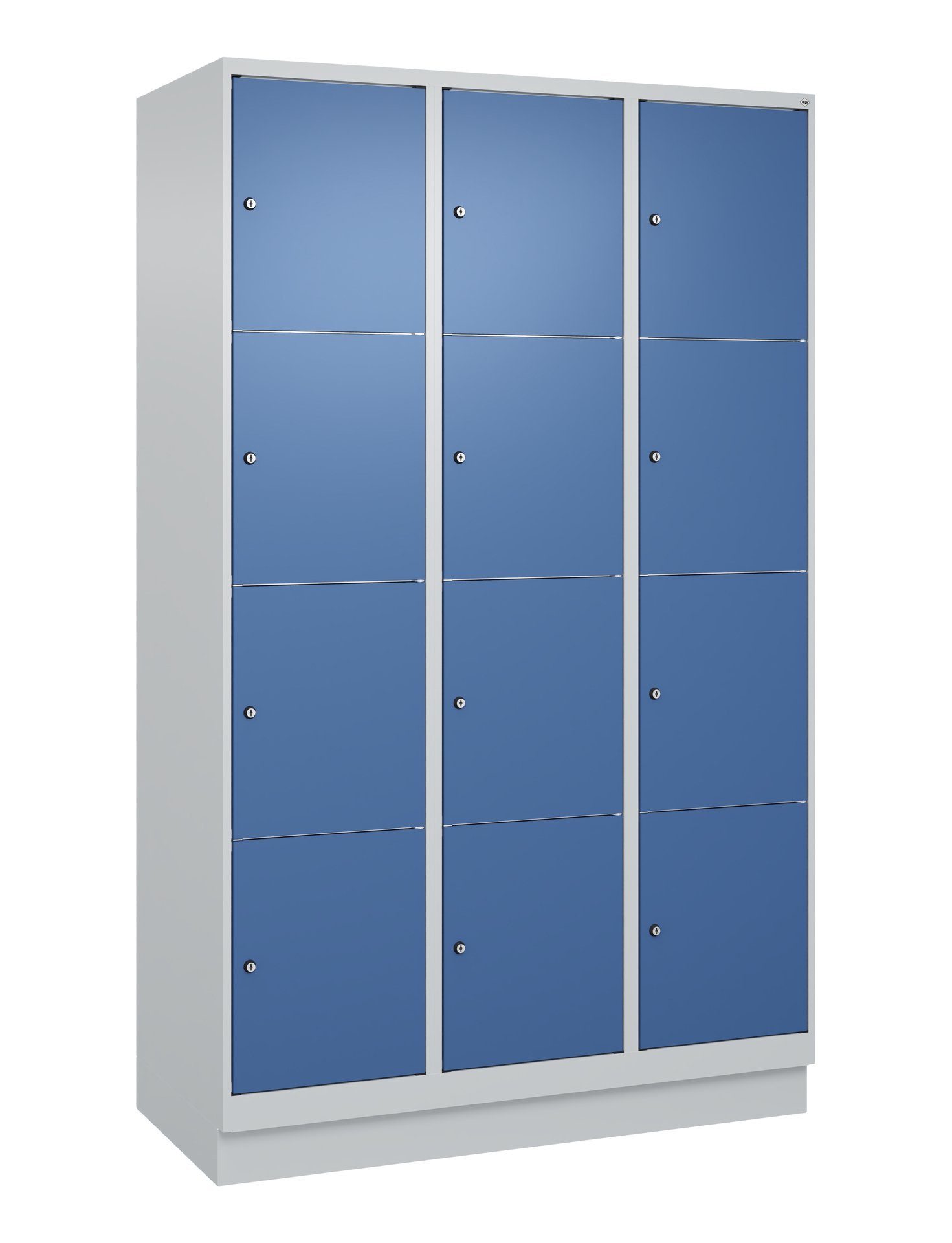 C+P Schließfachschrank Classic PLUS, Sockel, 12 Fächer, 1950x1200x500mm, 7035/50 Produktbild img3 L
