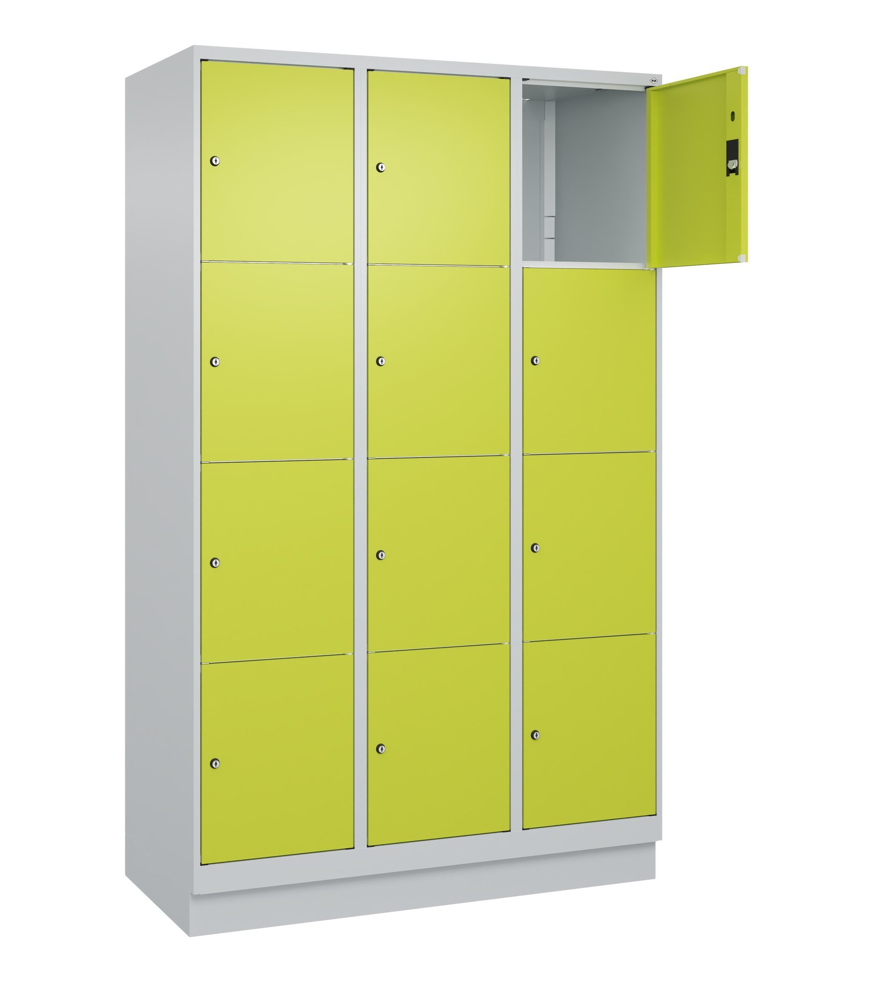 C+P Schließfachschrank Classic PLUS, Sockel, 12 Fächer, 1950x1200x500mm, 7035/00 Produktbild img2 L