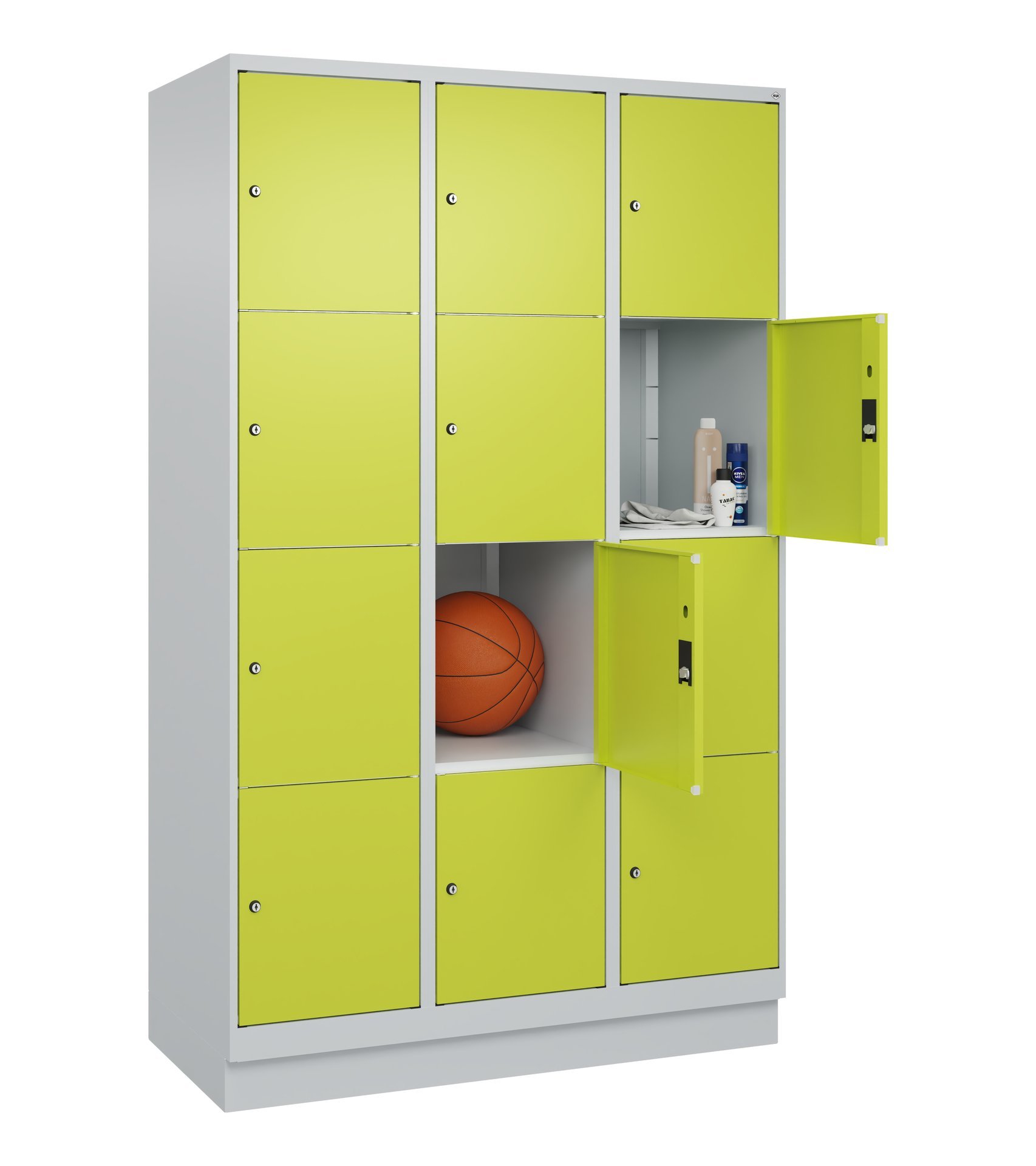 C+P Schließfachschrank Classic PLUS, Sockel, 12 Fächer, 1950x1200x500mm, 7035/00 Produktbild img1 L