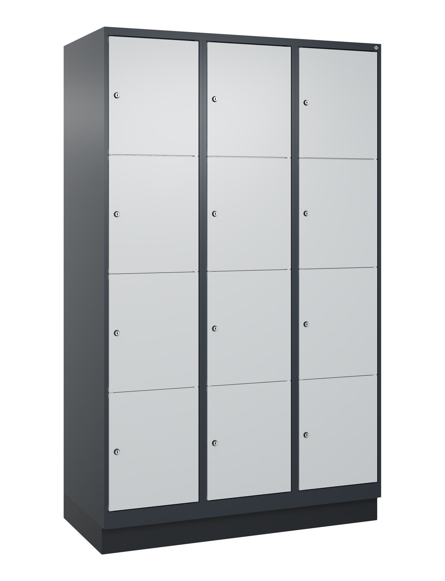 C+P Schließfachschrank Classic PLUS, Sockel, 12 Fächer, 1950x1200x500mm, 7016/70 Produktbild img3 L
