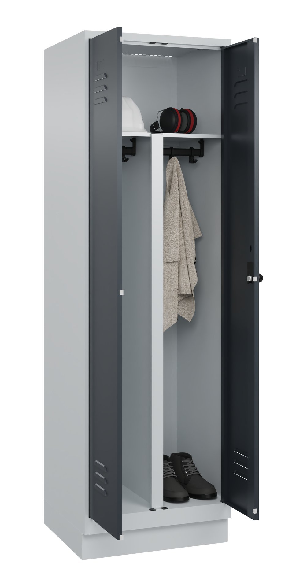 C+P PSA Doppel-Spind Classic PLUS, Sockel, 2 Abteile, 1950x600x500mm, 7035/7016 Produktbild img1 L