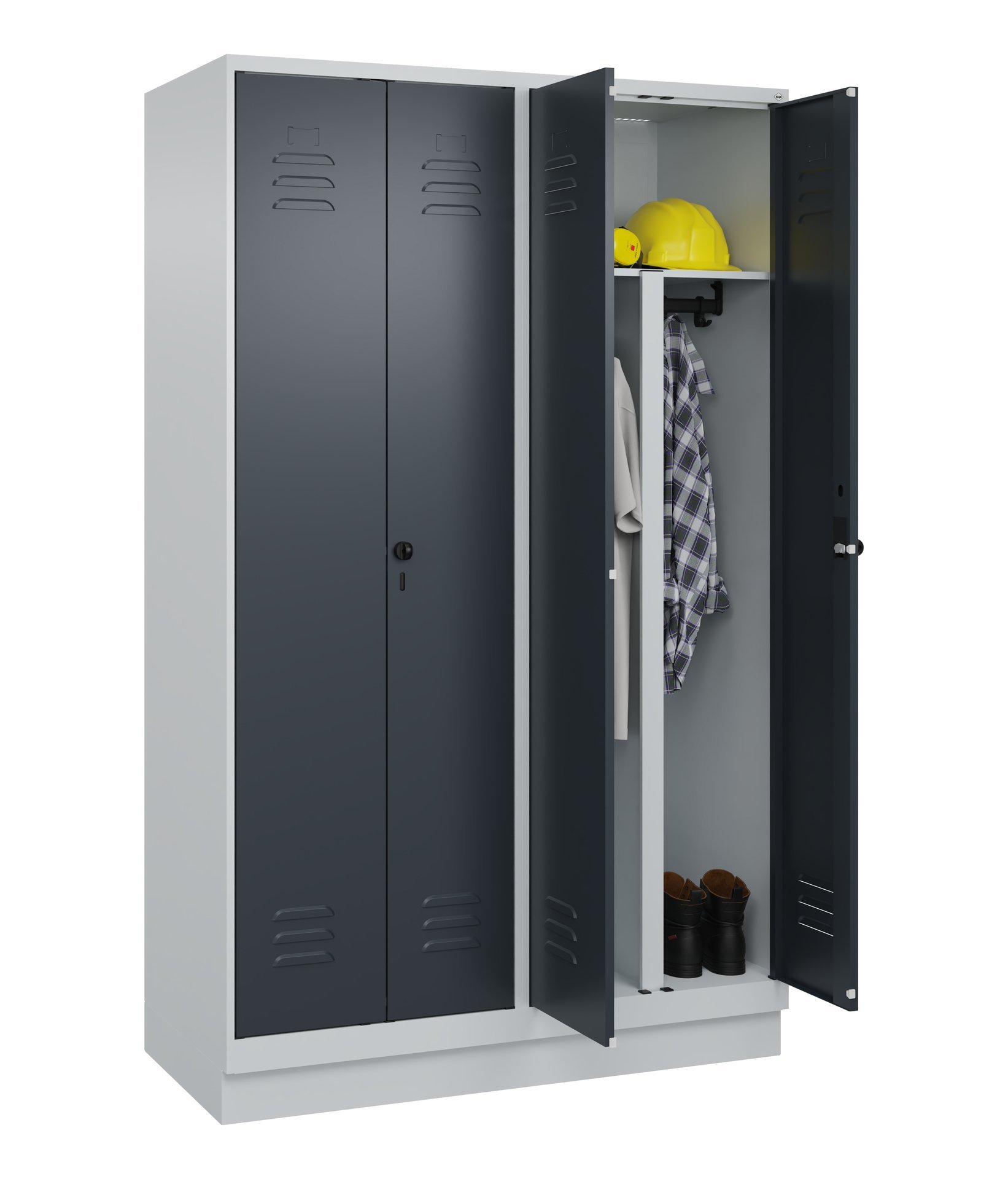 C+P PSA Doppel-Spind Classic PLUS, Sockel, 4 Abteile, 1950x1200x500mm, 7035/7016 Produktbild img1 L