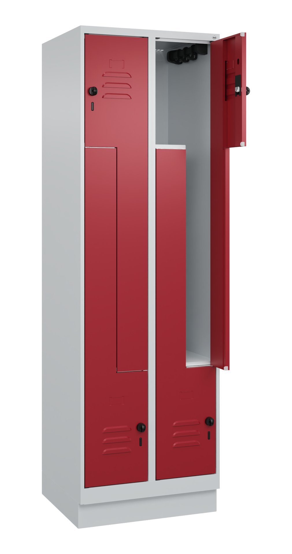 C+P Z-Spind, Classic PLUS, Sockel, 4 Fächer, 1950x600x500mm, 7035/3003 Produktbild img1 L