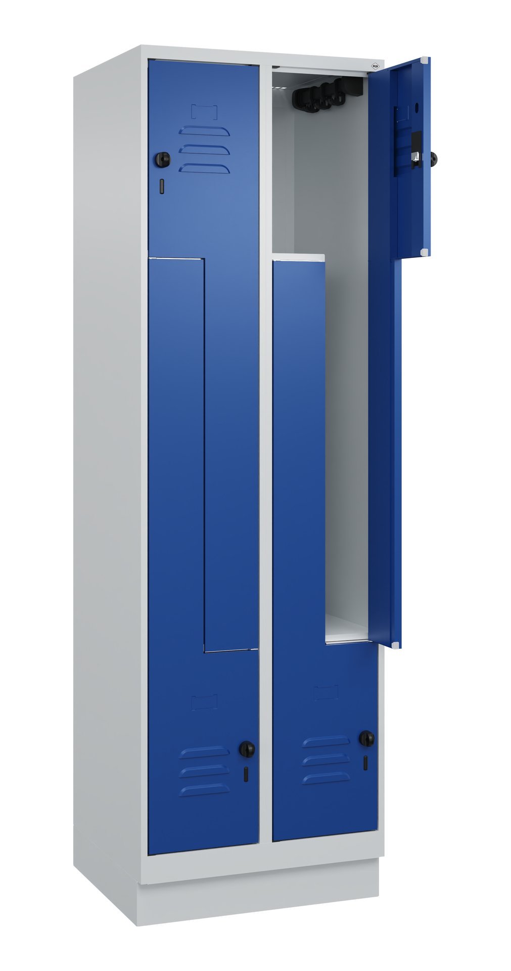 C+P Z-Spind, Classic PLUS, Sockel, 4 Fächer, 1950x600x500mm, 7035/5010 Produktbild img1 L