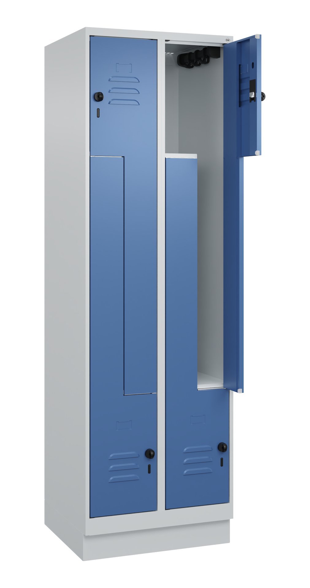 C+P Z-Spind, Classic PLUS, Sockel, 4 Fächer, 1950x600x500mm, 7035/5023 Produktbild img1 L