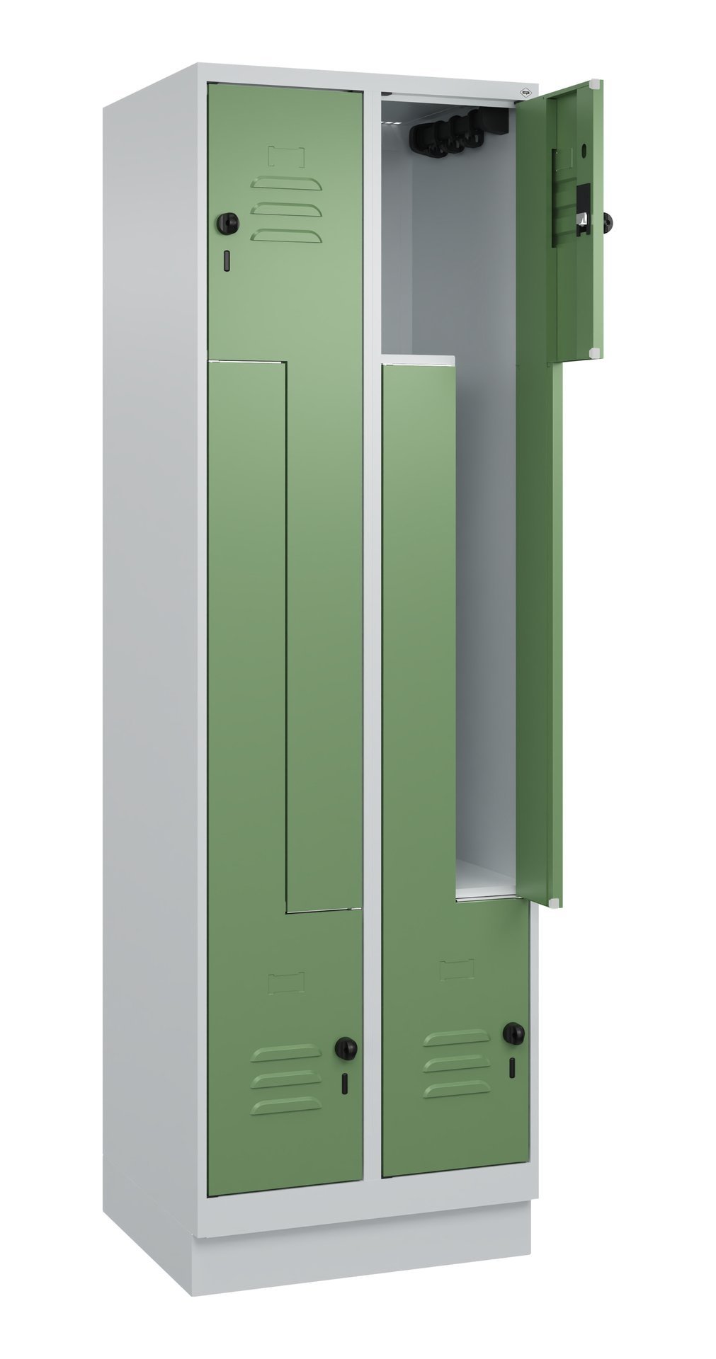 C+P Z-Spind, Classic PLUS, Sockel, 4 Fächer, 1950x600x500mm, 7035/6011 Produktbild img1 L
