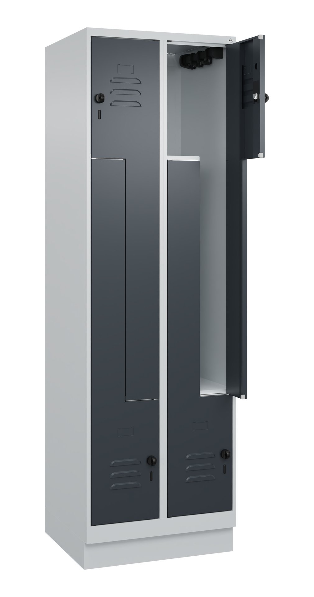 C+P Z-Spind, Classic PLUS, Sockel, 4 Fächer, 1950x600x500mm, 7035/7016 Produktbild img1 L