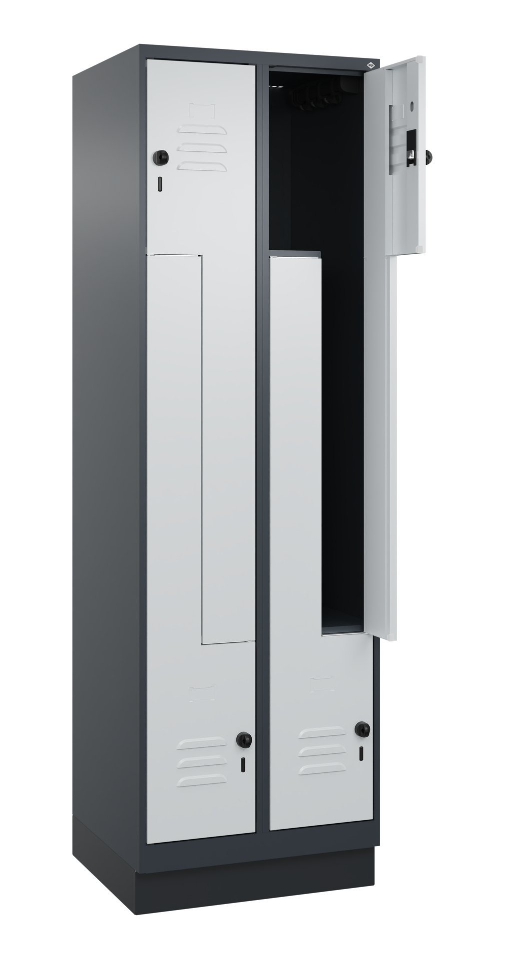 C+P Z-Spind, Classic PLUS, Sockel, 4 Fächer, 1950x600x500mm, 7016/7035 Produktbild img1 L