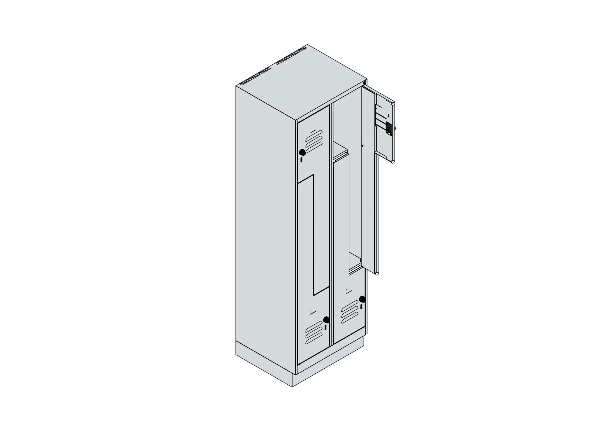 C+P Z-Spind, Classic PLUS, Sockel, 4 Fächer, 1950x600x500mm, 9016/9016 Produktbild img5 L