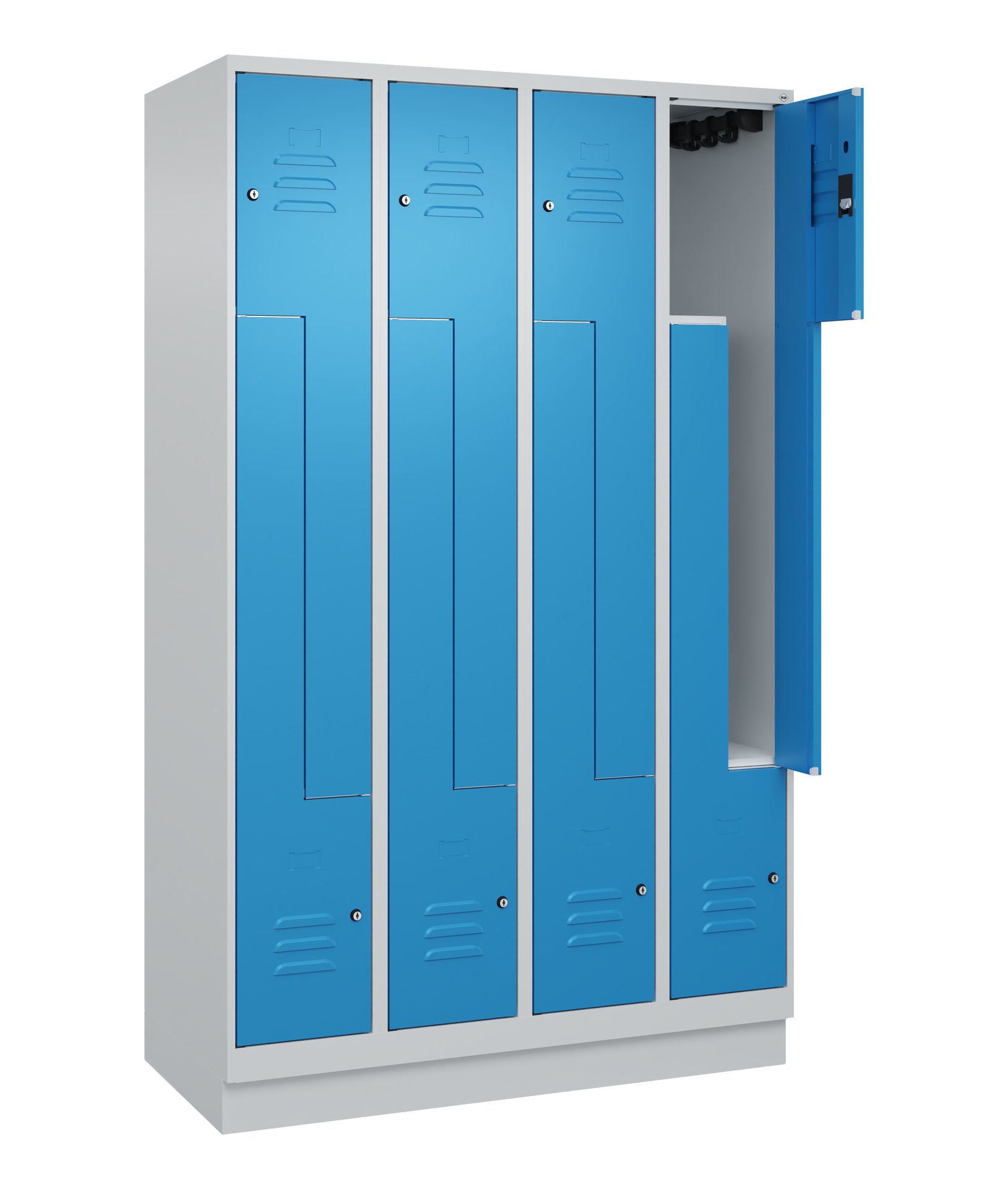 C+P Z-Spind, Classic PLUS, Sockel, 8 Fächer, 1950x1200x500mm, 7035/5012 Produktbild img1 L