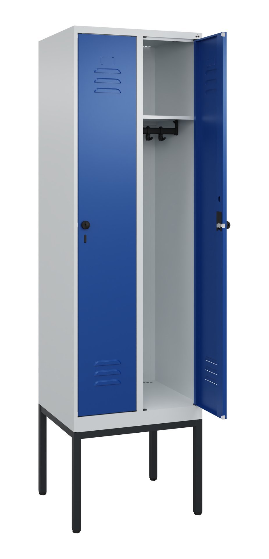 C+P Spind Classic PLUS, Gestell, 2 Abteile, 2120x600x500mm, 7035/5010 Produktbild img1 L