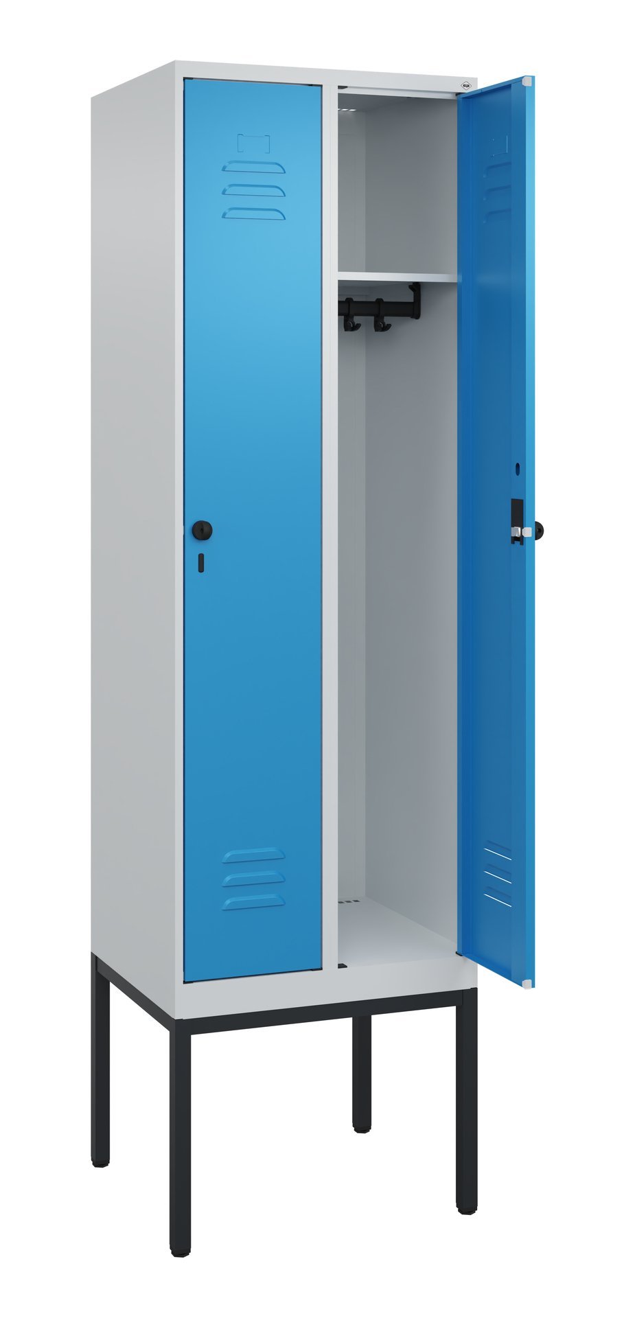 C+P Spind Classic PLUS, Gestell, 2 Abteile, 2120x600x500mm, 7035/5012 Produktbild img1 L