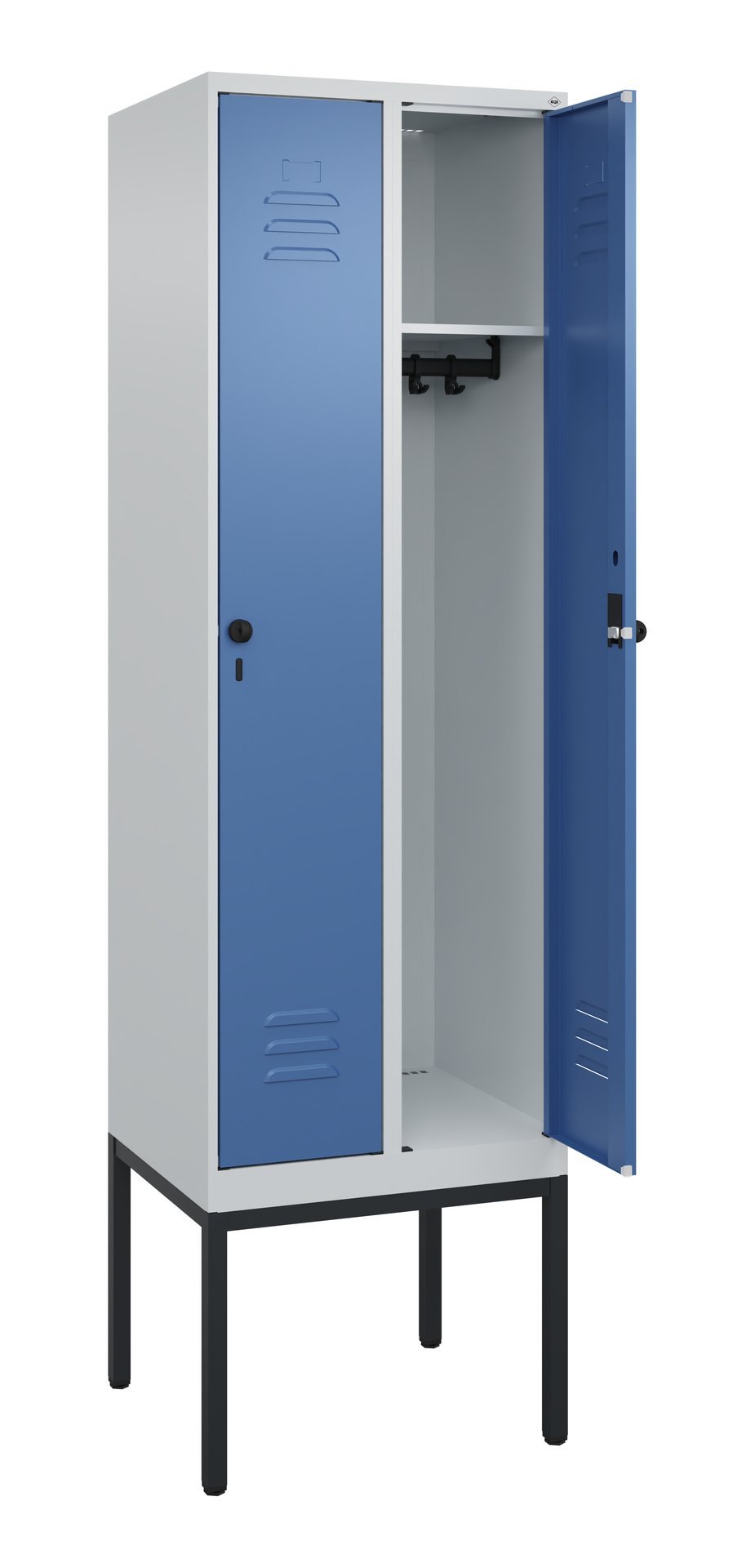 C+P Spind Classic PLUS, Gestell, 2 Abteile, 2120x600x500mm, 7035/5023 Produktbild img1 L