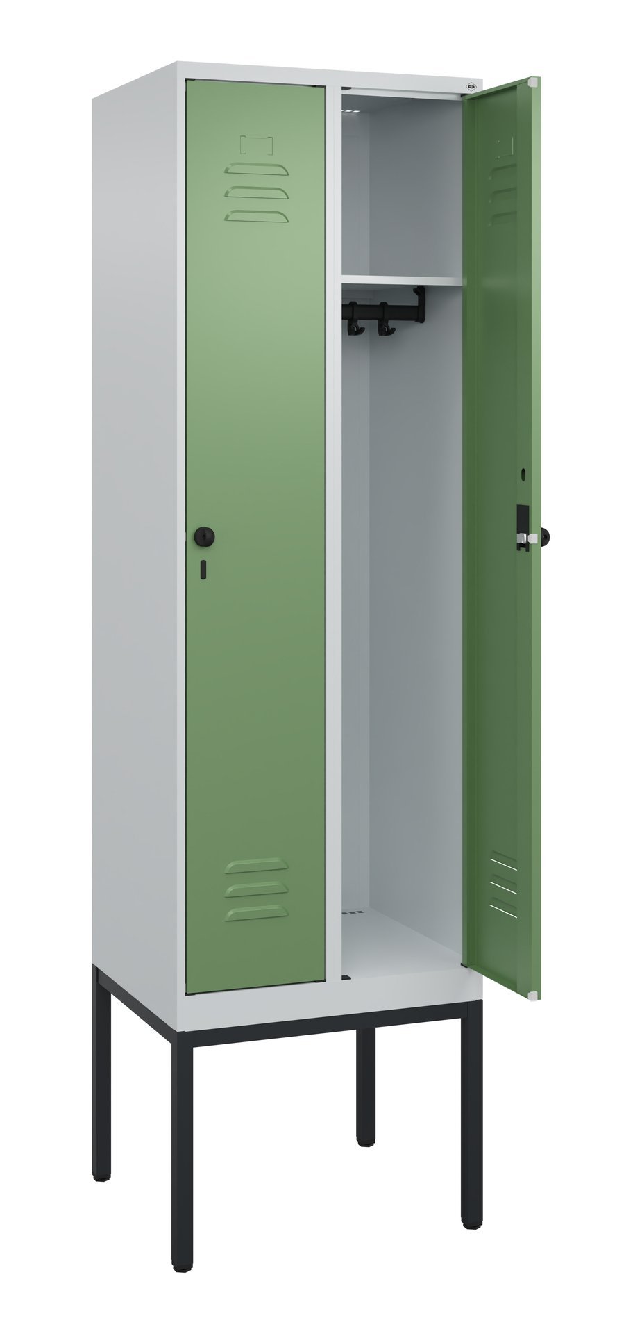 C+P Spind Classic PLUS, Gestell, 2 Abteile, 2120x600x500mm, 7035/6011 Produktbild img1 L