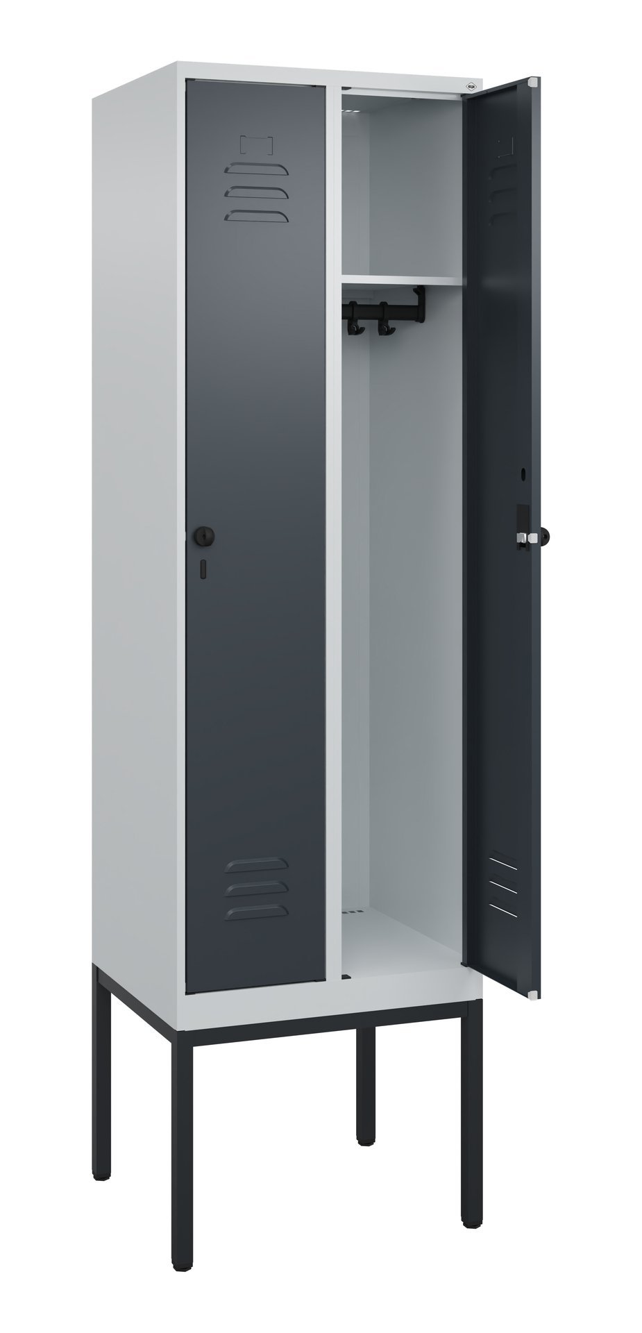 C+P Spind Classic PLUS, Gestell, 2 Abteile, 2120x600x500mm, 7035/7016 Produktbild img1 L