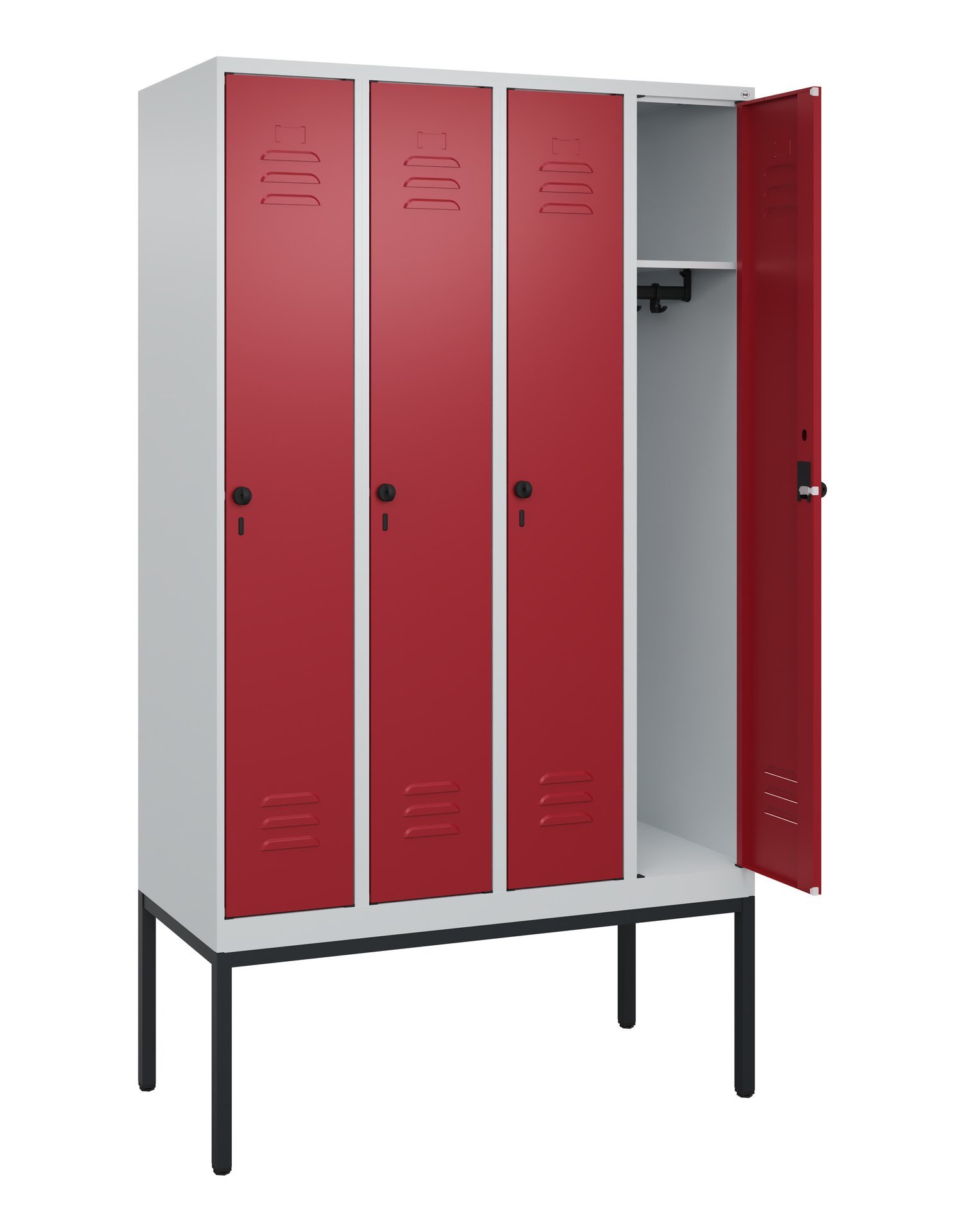C+P Spind Classic PLUS, Gestell, 4 Abteile, 2120x1200x500mm, 7035/3003 Produktbild img1 L