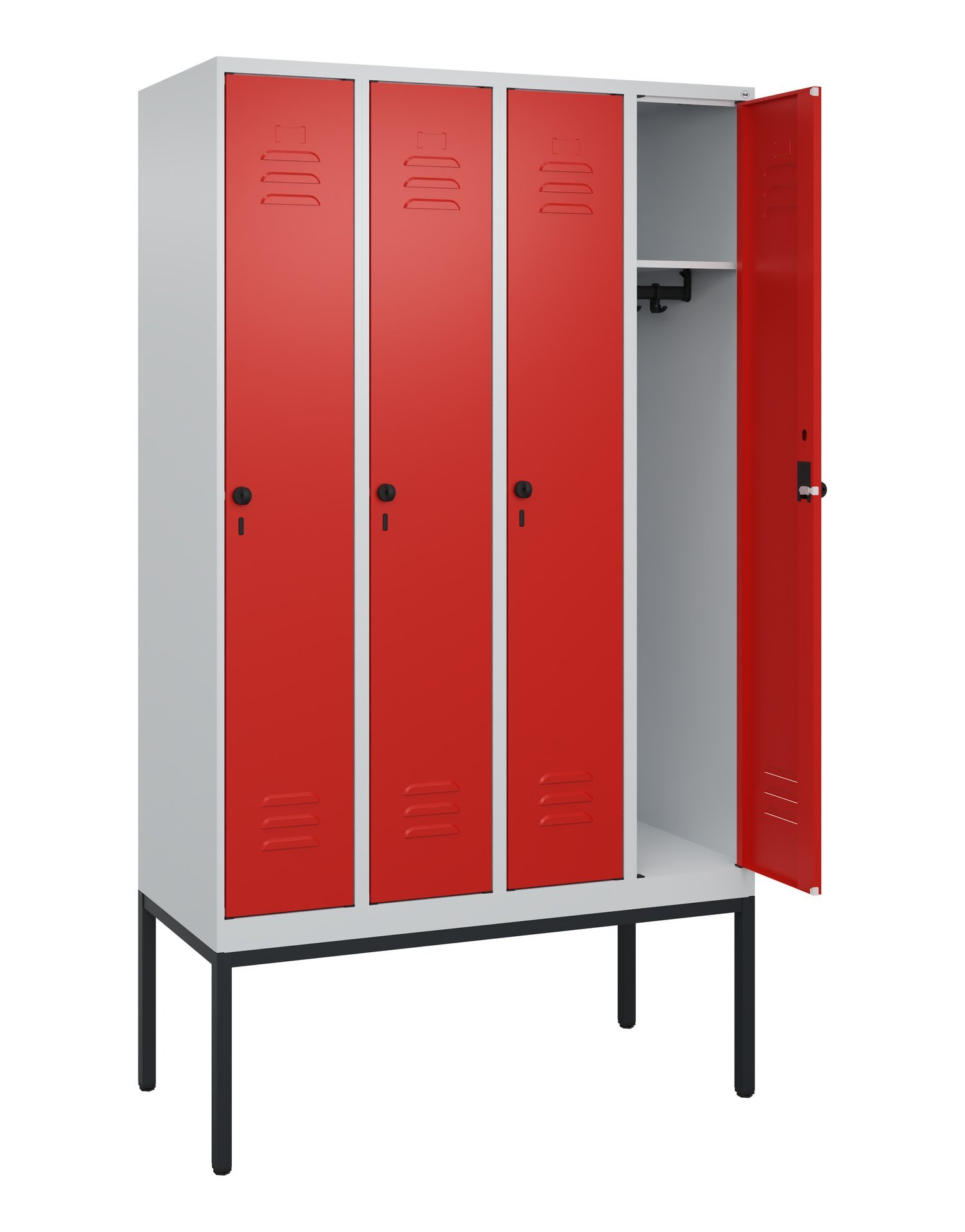 C+P Spind Classic PLUS, Gestell, 4 Abteile, 2120x1200x500mm, 7035/3020 Produktbild img1 L