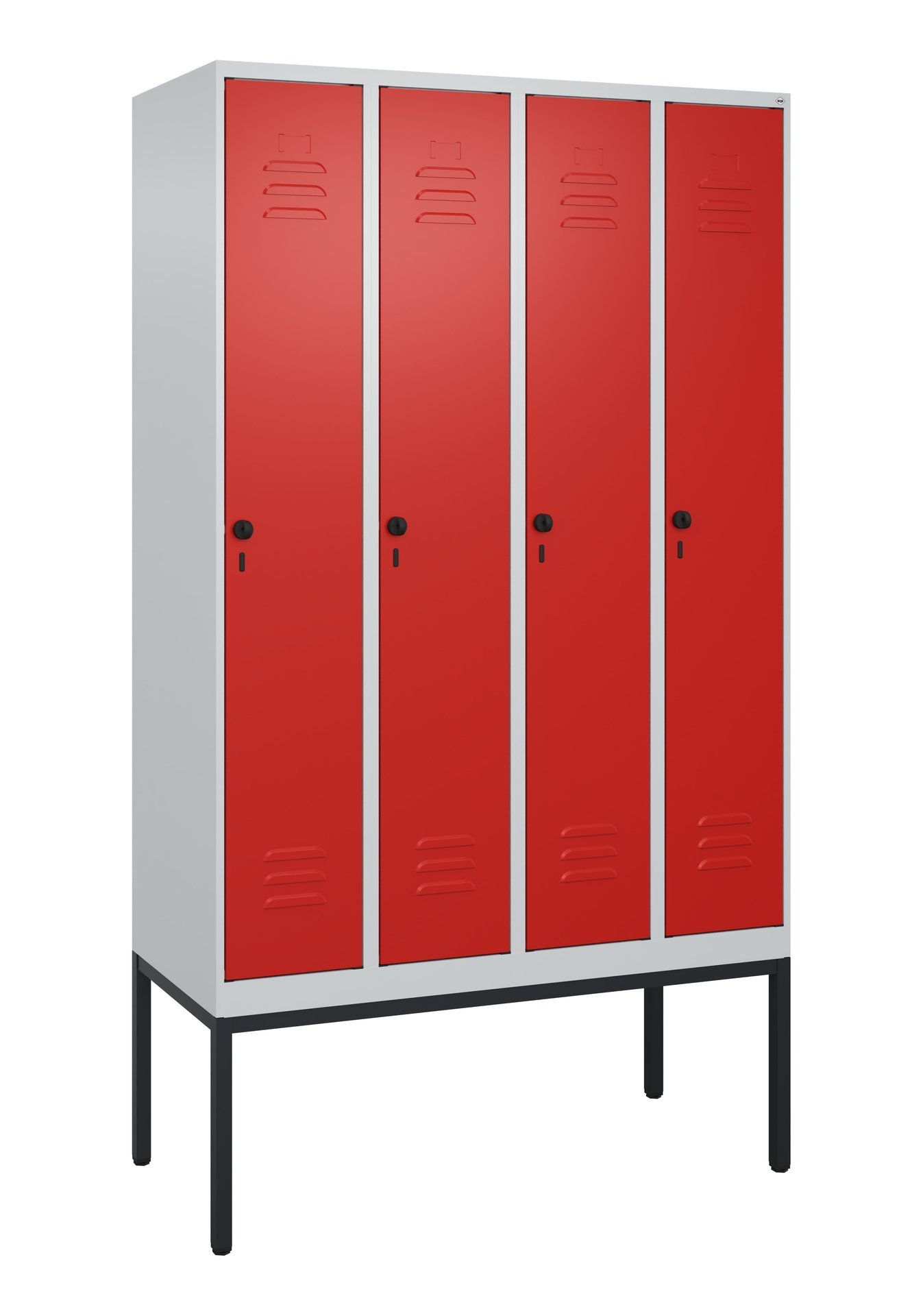 C+P Spind Classic PLUS, Gestell, 4 Abteile, 2120x1200x500mm, 7035/3020 Produktbild img2 L