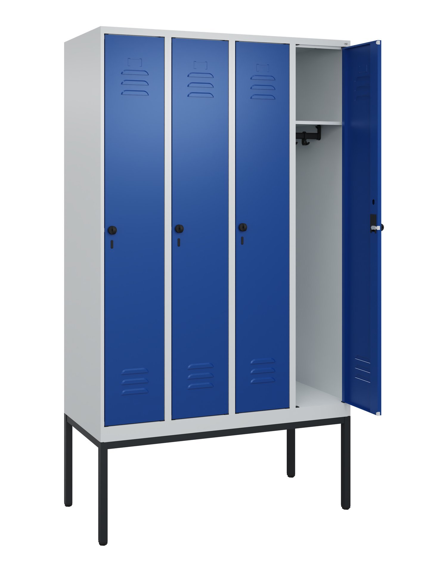 C+P Spind Classic PLUS, Gestell, 4 Abteile, 2120x1200x500mm, 7035/5010 Produktbild img1 L