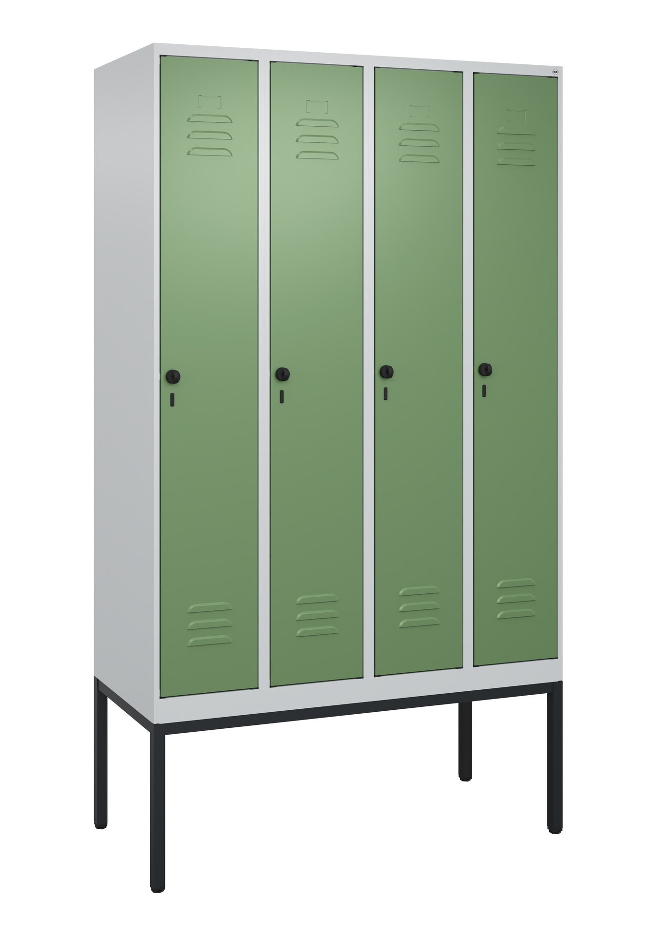 C+P Spind Classic PLUS, Gestell, 4 Abteile, 2120x1200x500mm, 7035/6011 Produktbild img2 L