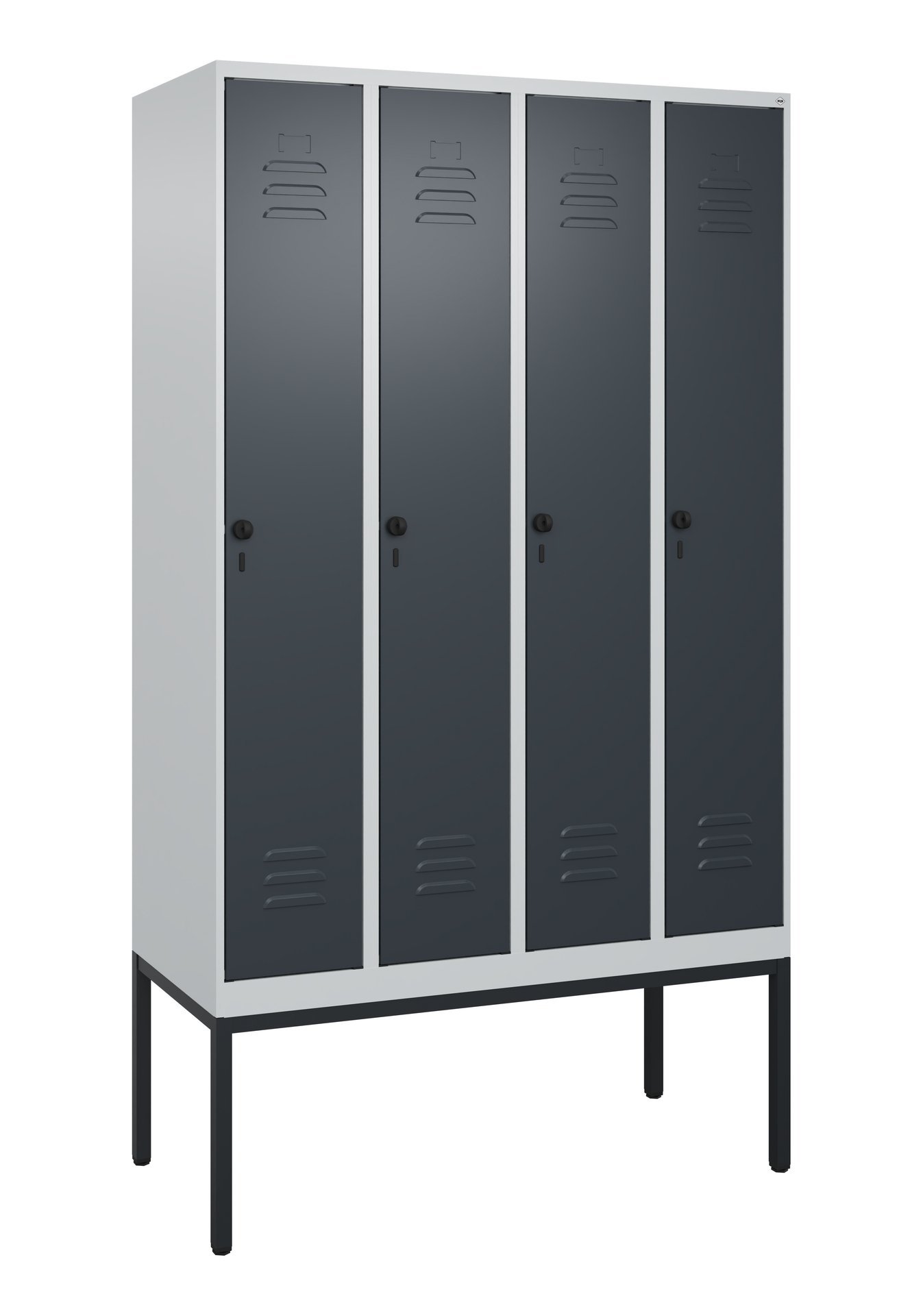 C+P Spind Classic PLUS, Gestell, 4 Abteile, 2120x1200x500mm, 7035/7016 Produktbild img2 L