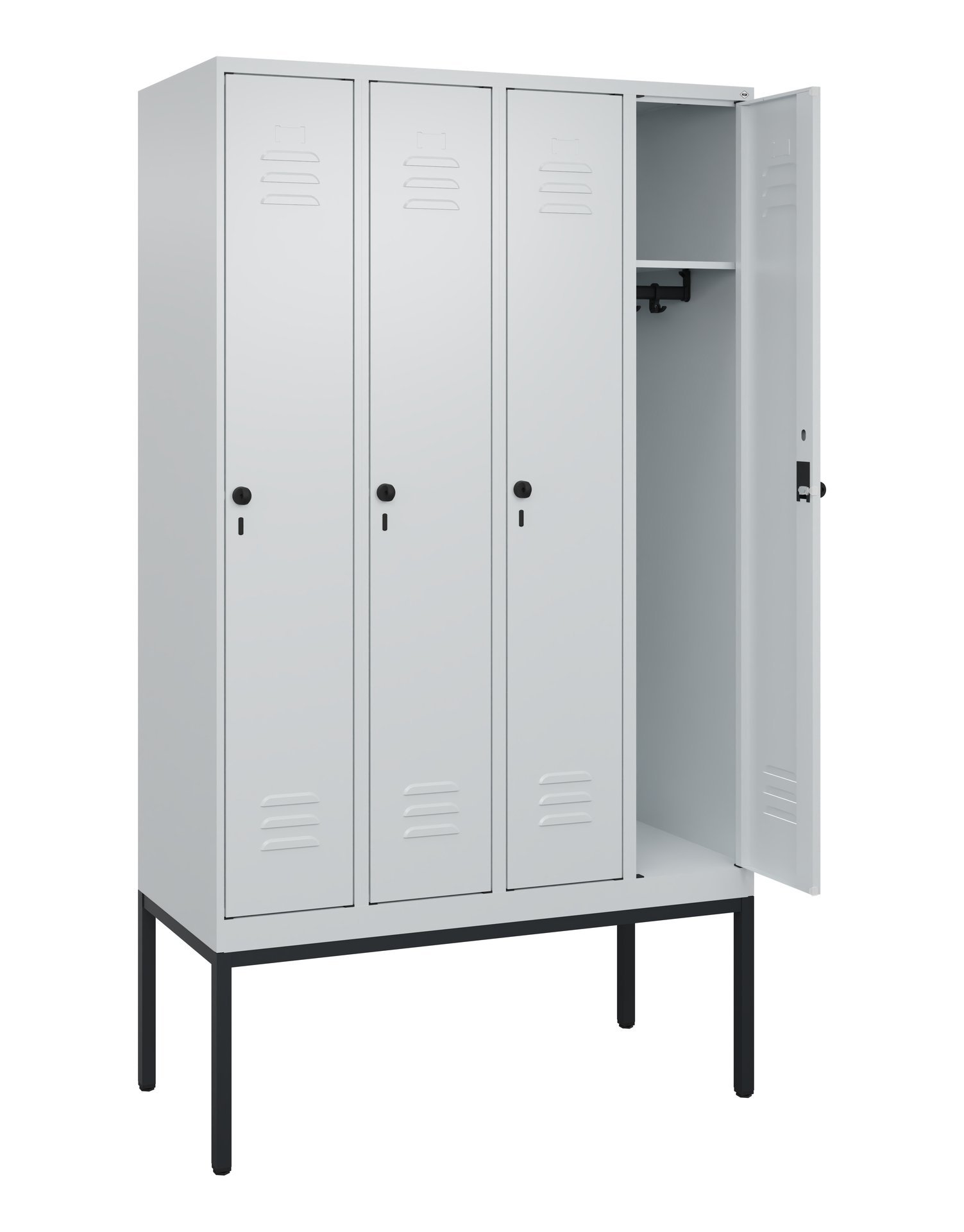 C+P Spind Classic PLUS, Gestell, 4 Abteile, 2120x1200x500mm, 7035/7035 Produktbild img1 L