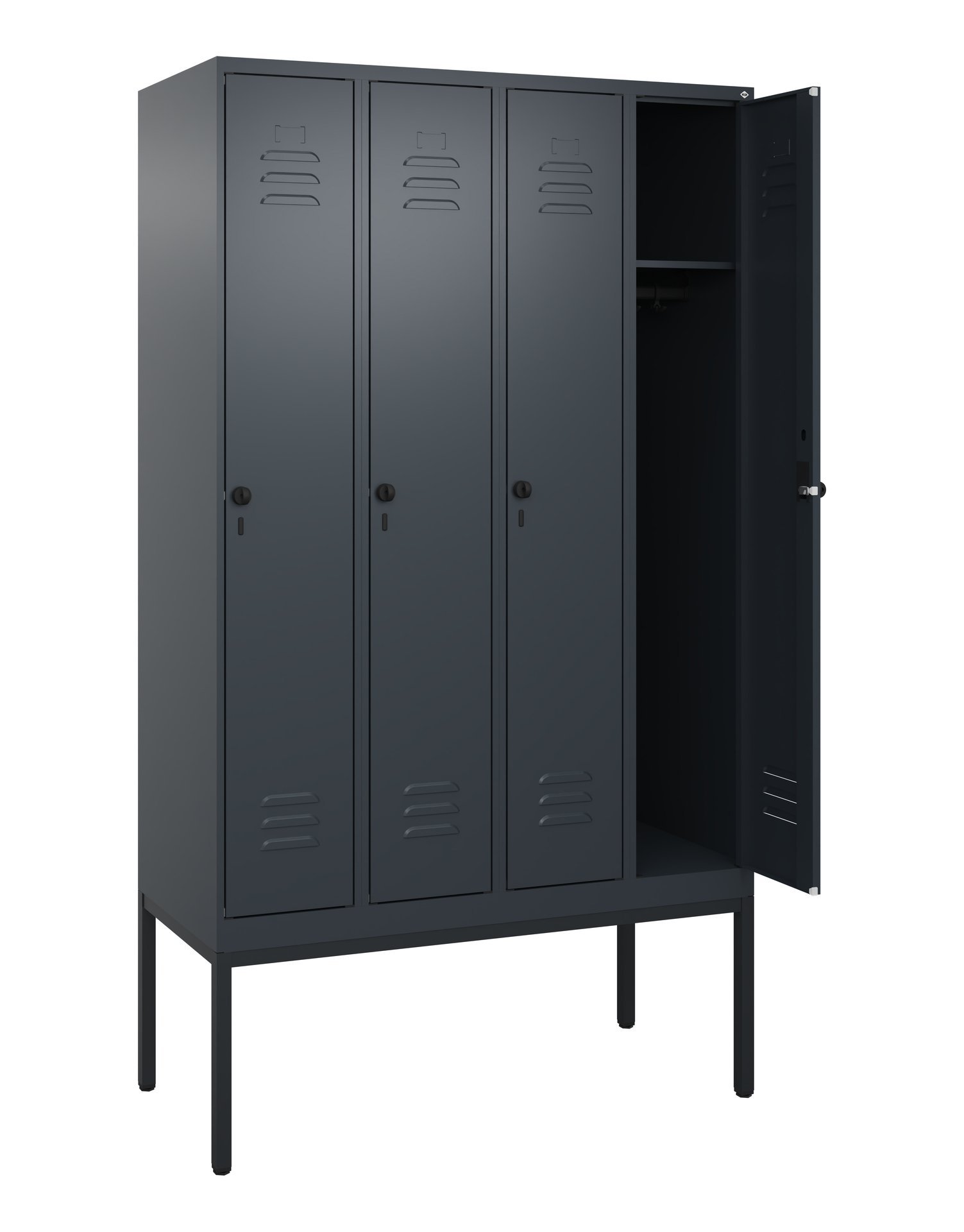 C+P Spind Classic PLUS, Gestell, 4 Abteile, 2120x1200x500mm, 7016/7016 Produktbild img1 L