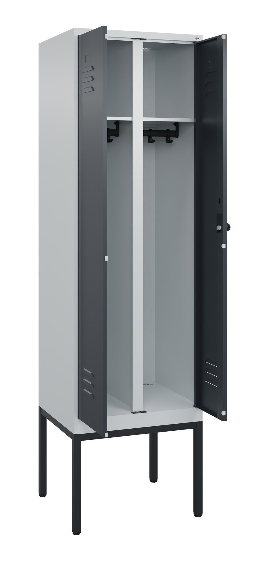 C+P Schwarz-Weiß-Spind Classic PLUS, Gestell, 2 Abteile, 2120x600x500mm, 7035/70 Produktbild img1 L