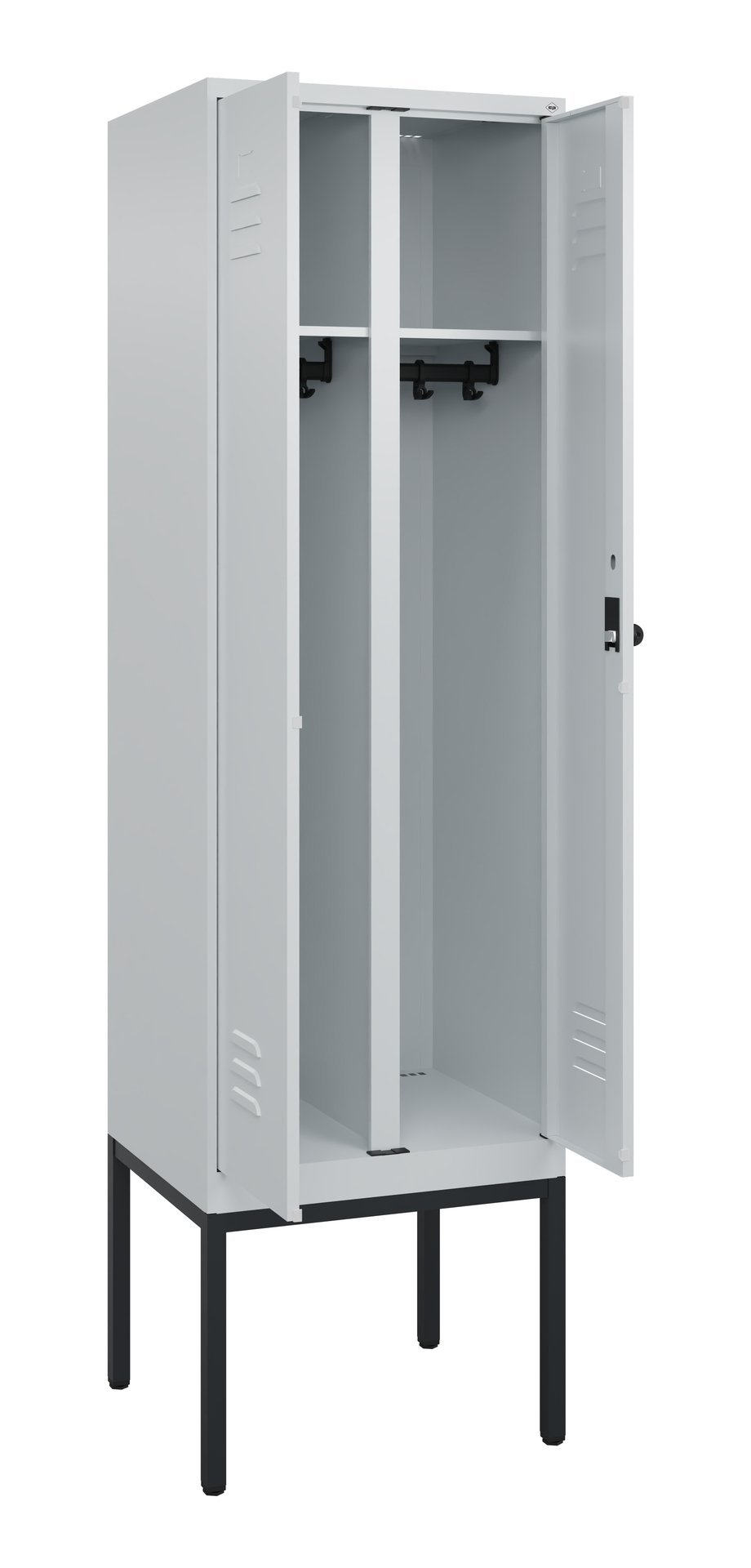 C+P Schwarz-Weiß-Spind Classic PLUS, Gestell, 2 Abteile, 2120x600x500mm, 7035/70 Produktbild img1 L