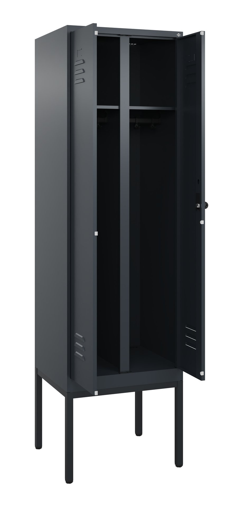 C+P Schwarz-Weiß-Spind Classic PLUS, Gestell, 2 Abteile, 2120x600x500mm, 7016/70 Produktbild img1 L