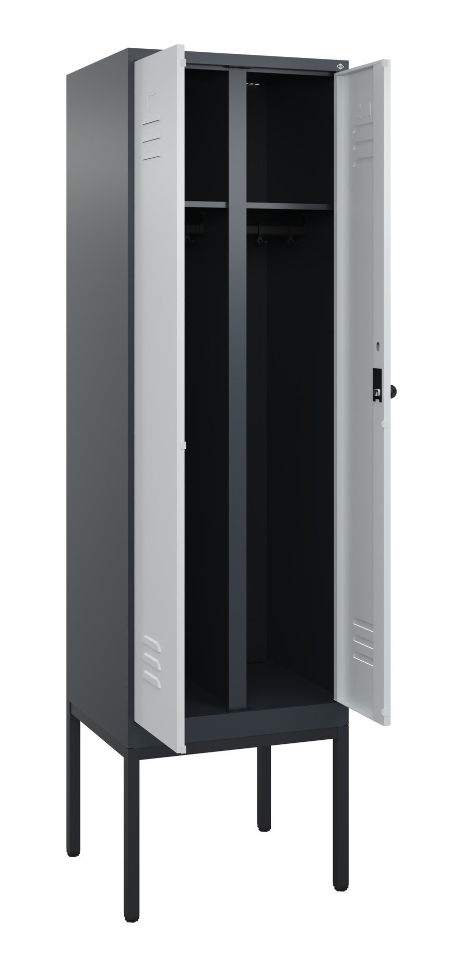C+P Schwarz-Weiß-Spind Classic PLUS, Gestell, 2 Abteile, 2120x600x500mm, 7016/70 Produktbild img1 L