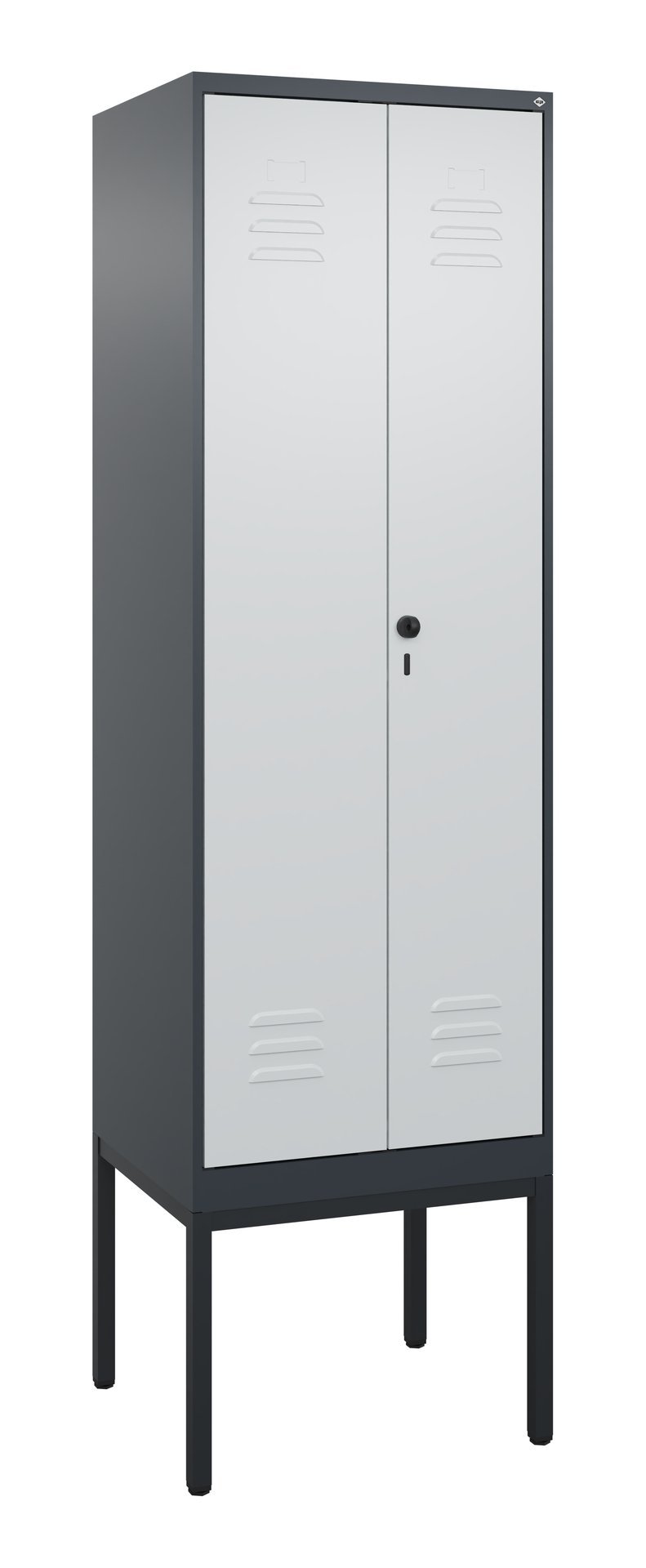 C+P Schwarz-Weiß-Spind Classic PLUS, Gestell, 2 Abteile, 2120x600x500mm, 7016/70 Produktbild img2 L