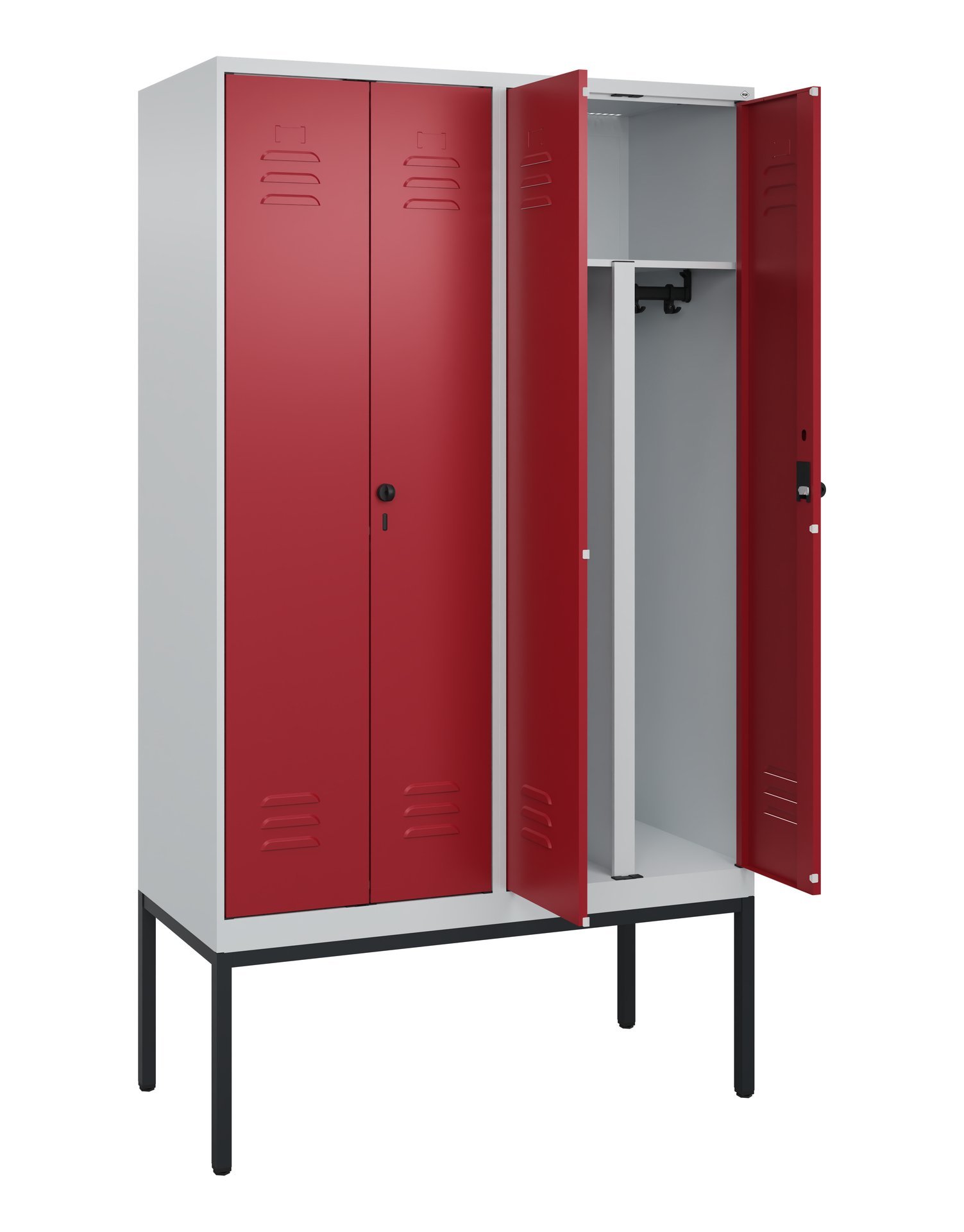 C+P PSA Doppel-Spind Classic PLUS, Gestell, 4 Abteile, 2120x1200x500mm, 7035/300 Produktbild img1 L