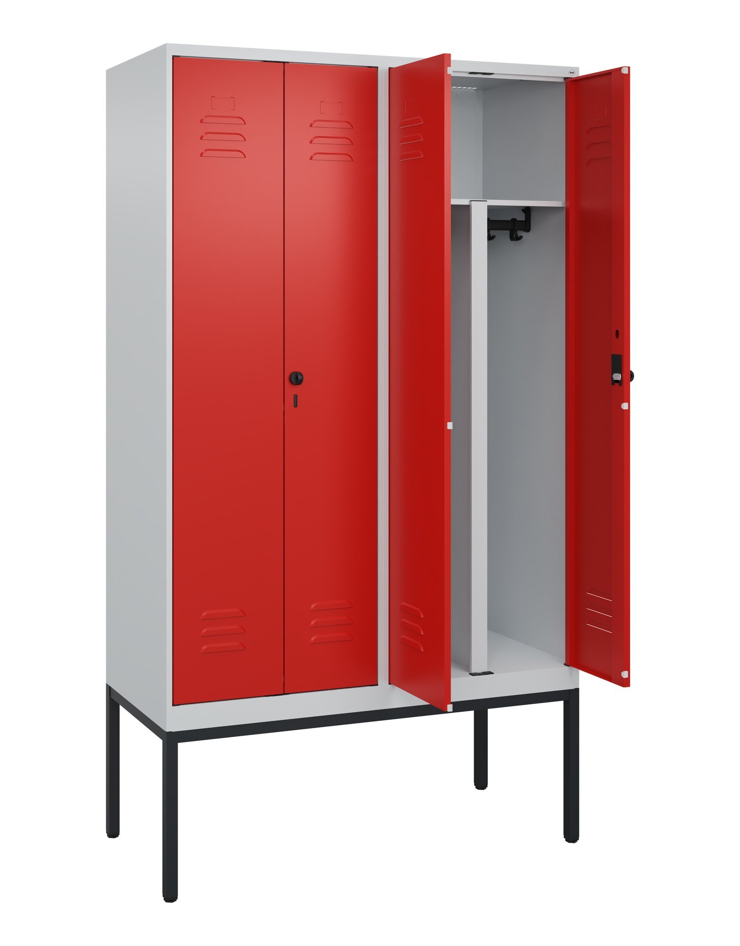 C+P PSA Doppel-Spind Classic PLUS, Gestell, 4 Abteile, 2120x1200x500mm, 7035/302 Produktbild img1 L