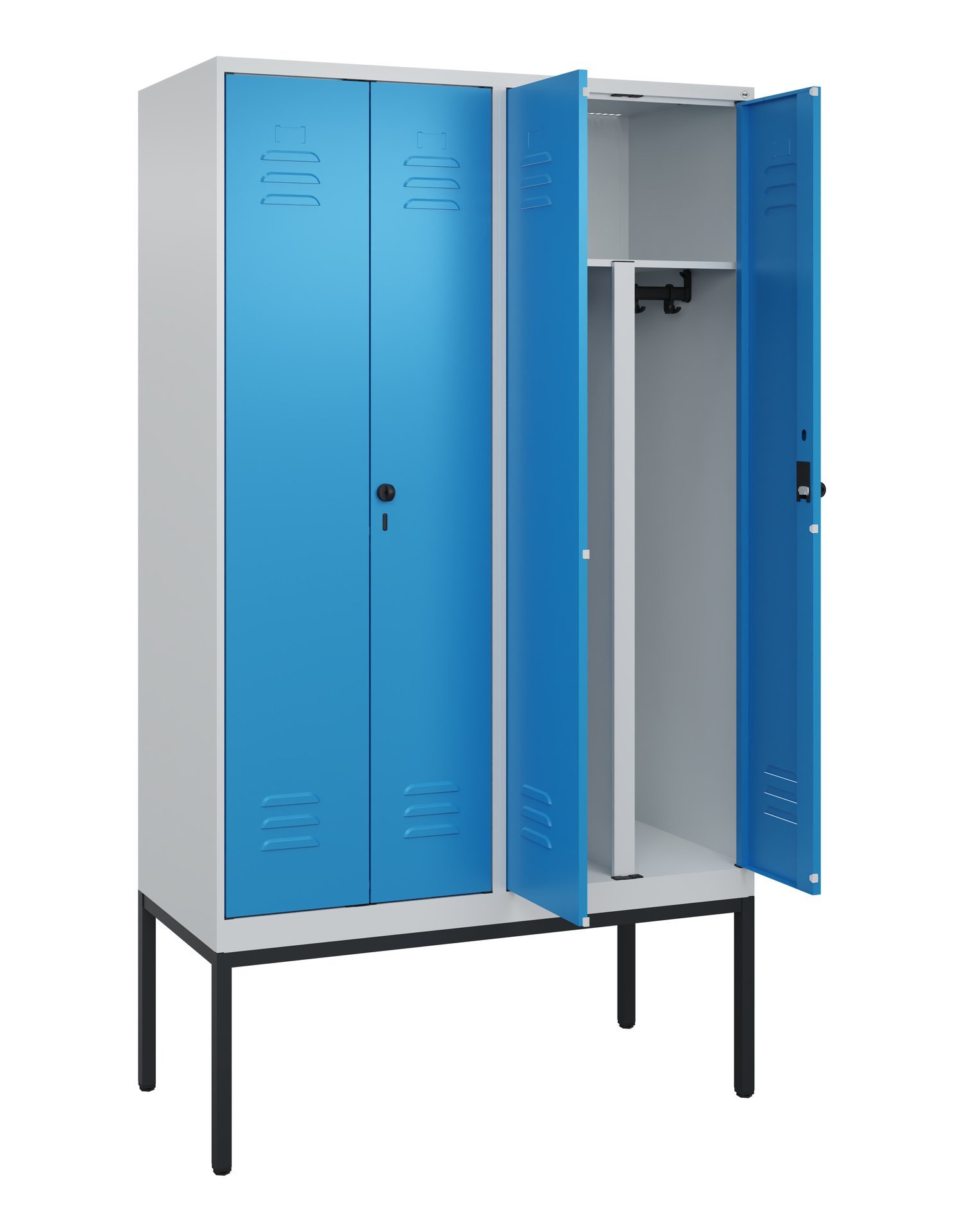 C+P PSA Doppel-Spind Classic PLUS, Gestell, 4 Abteile, 2120x1200x500mm, 7035/501 Produktbild img1 L